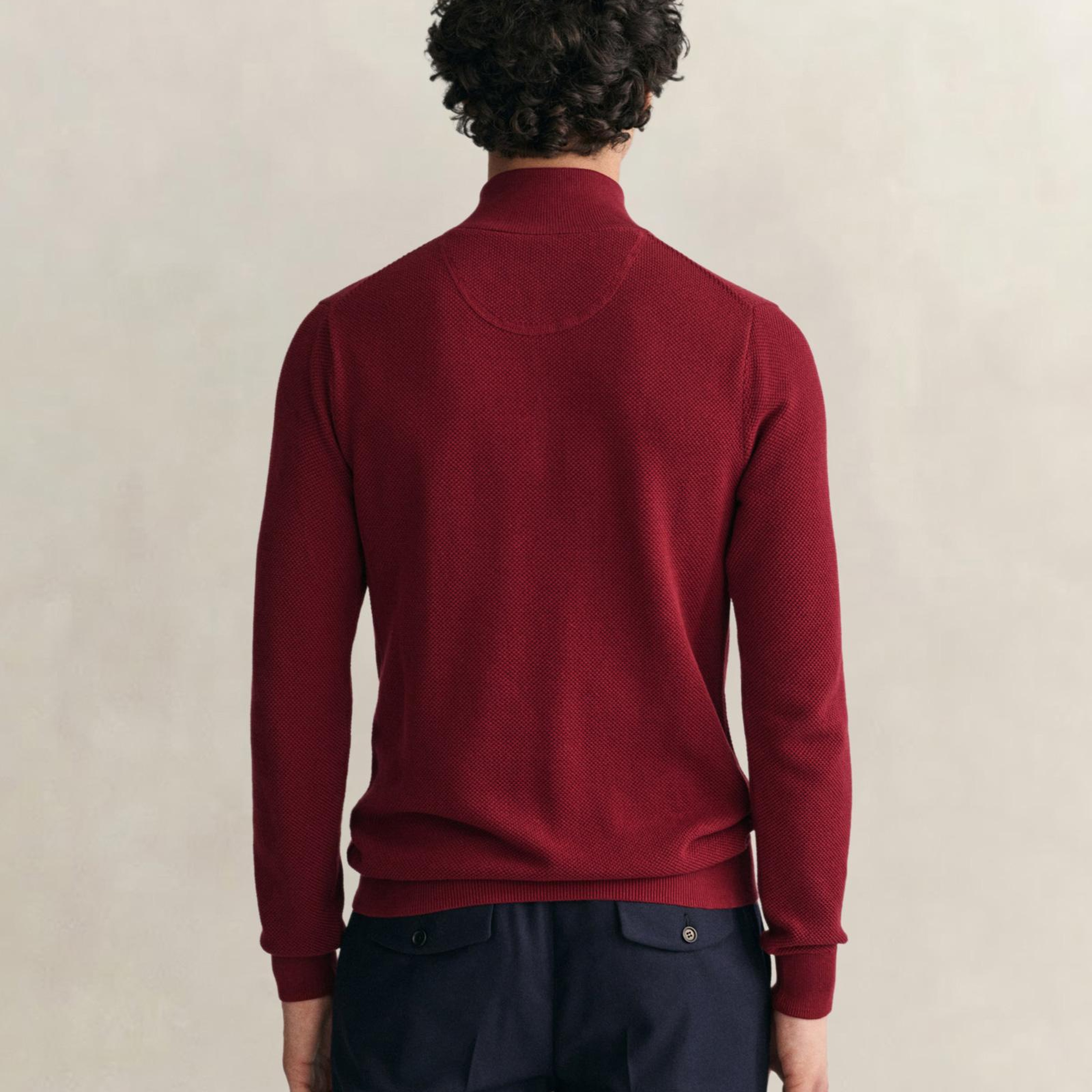 GANT Erkek Bordo Regular Fit Yarım Fermuarlı Kazak