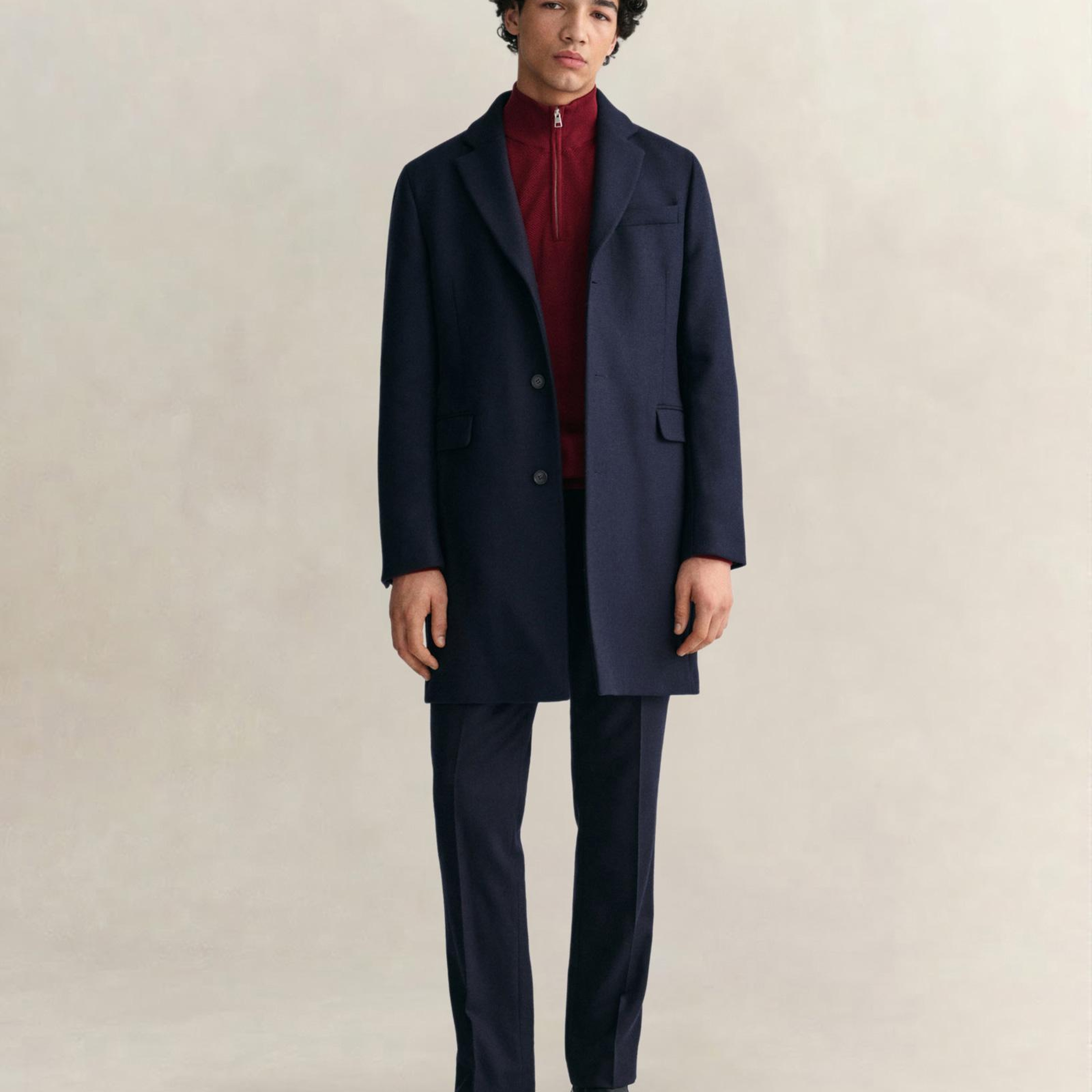 GANT Erkek Bordo Regular Fit Yarım Fermuarlı Kazak