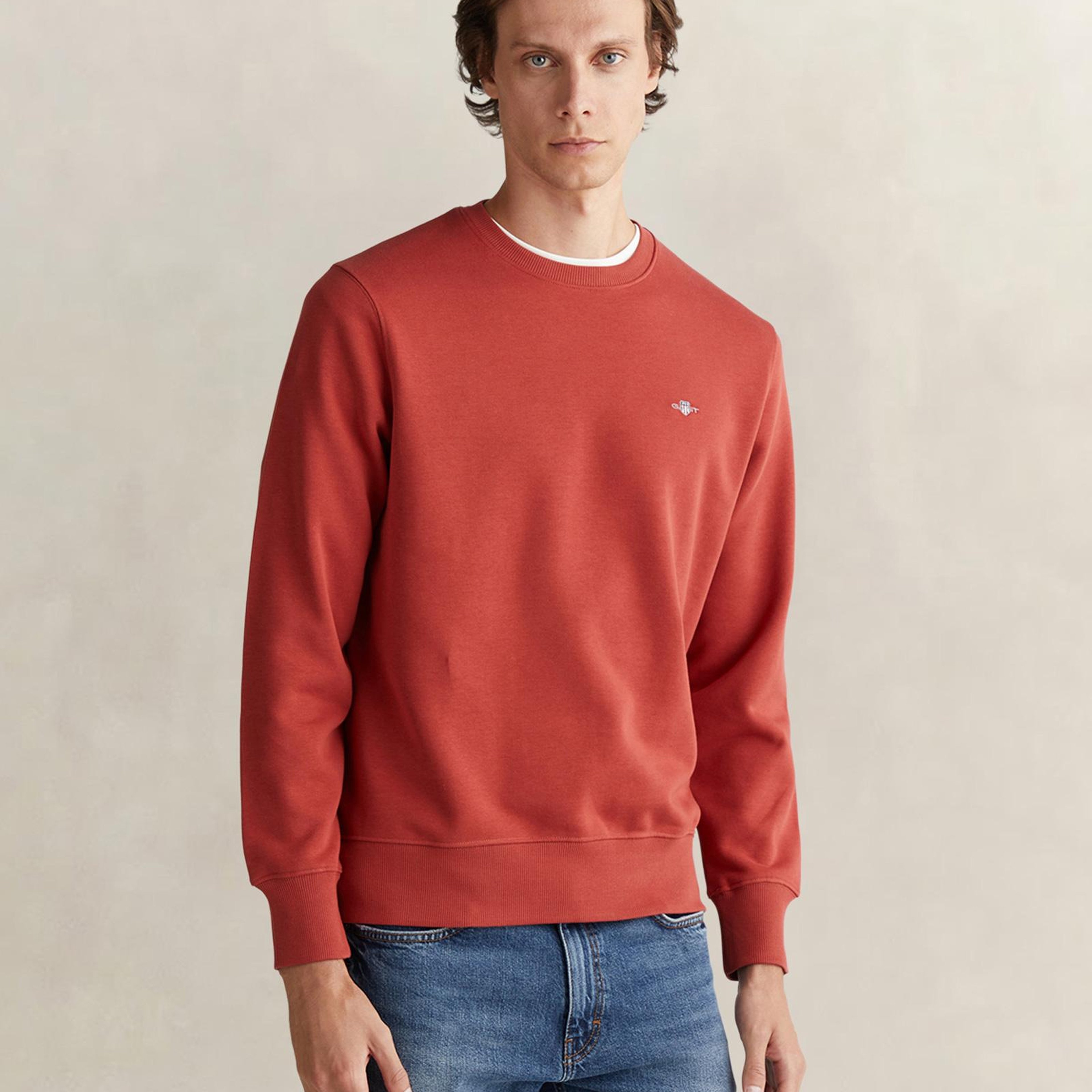 GANT Erkek Kırmızı Regular Fit Bisiklet Yaka Sweatshirt