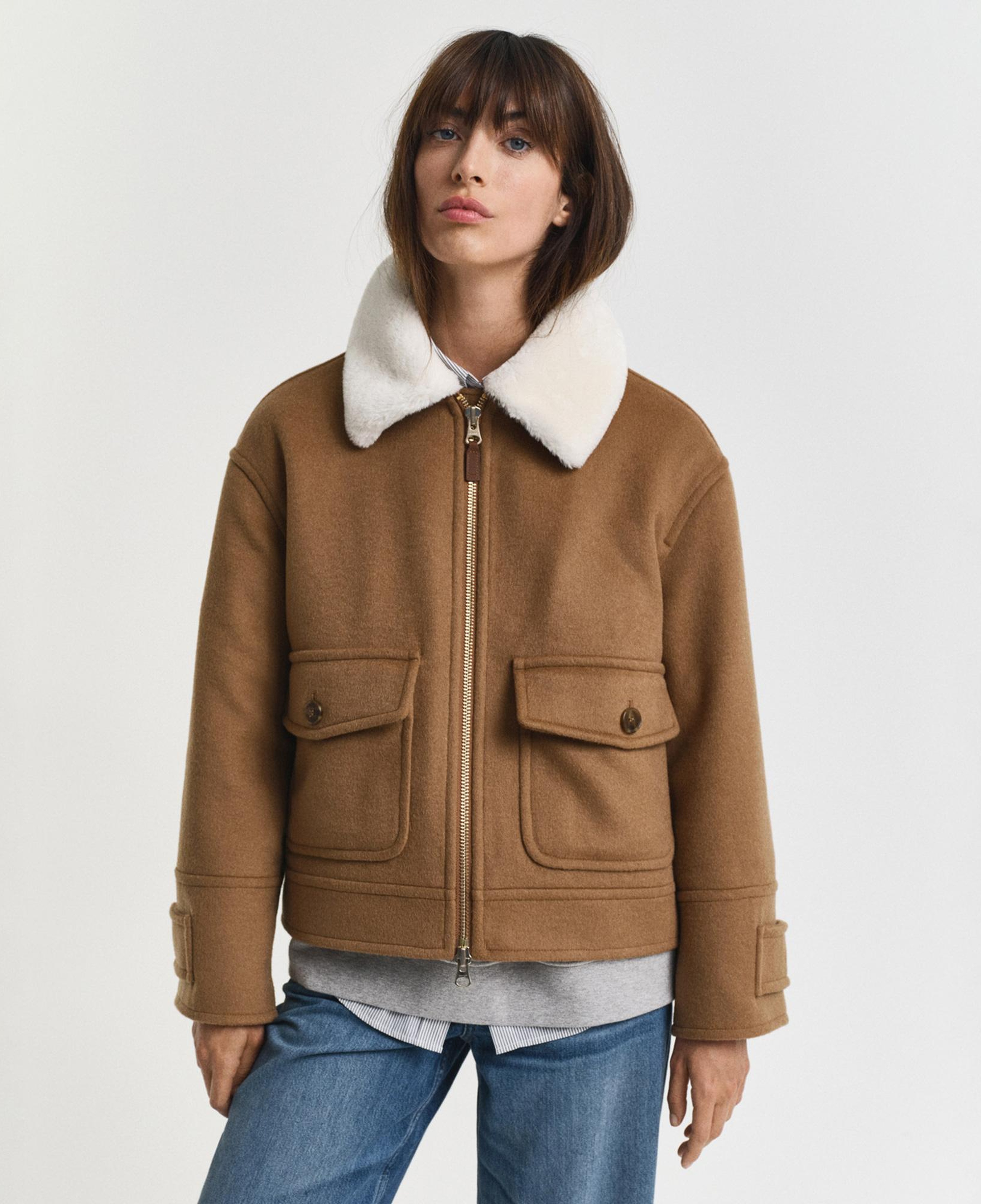 GANT Kadın Kahverengi Relaxed Fit Yün Ceket