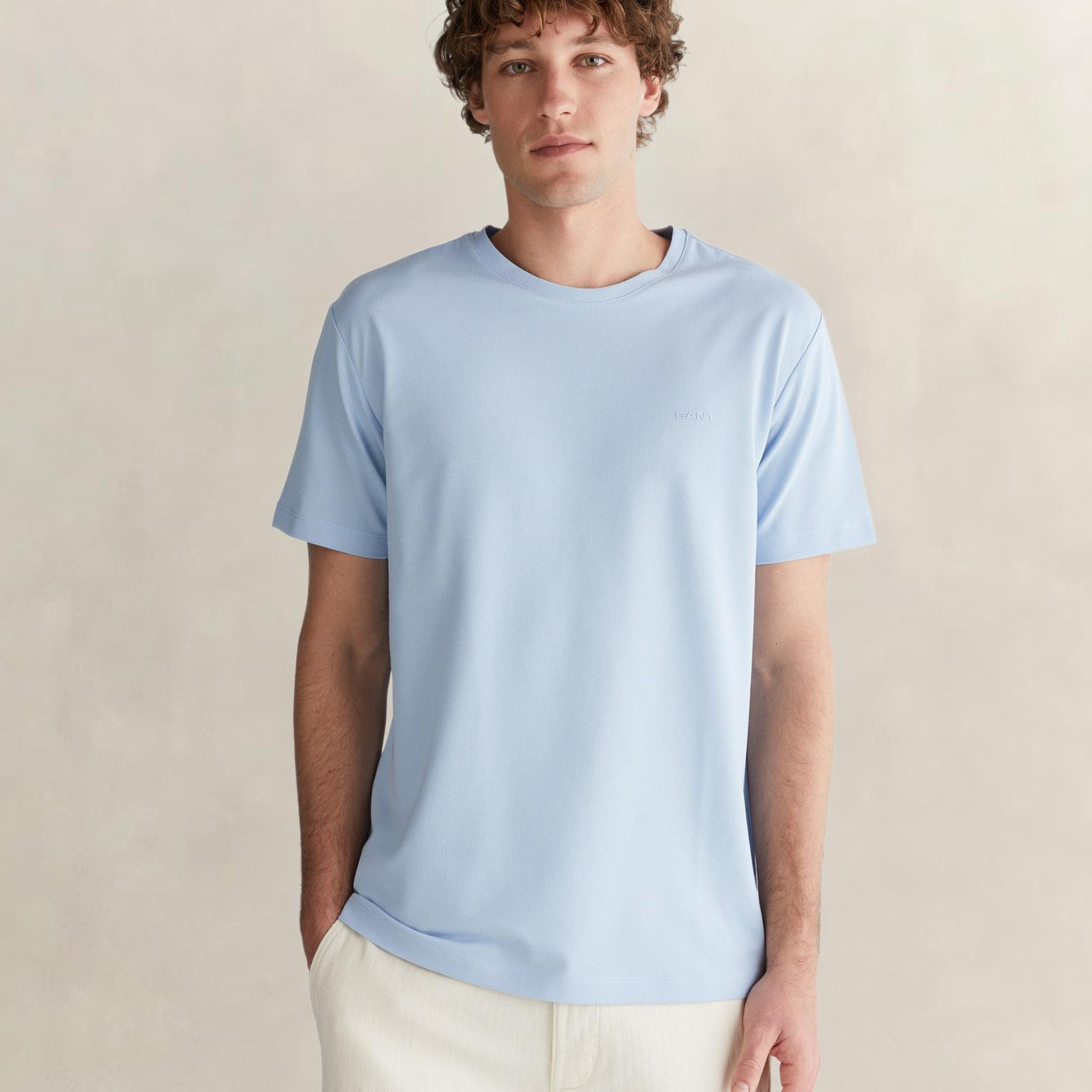 GANT Erkek Mavi Kısa Kollu T-Shirt