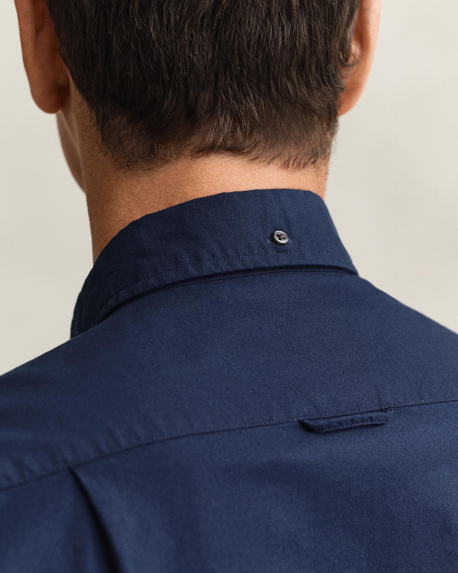 GANT Erkek Lacivert Slim Fit Çizgili Logolu Gömlek