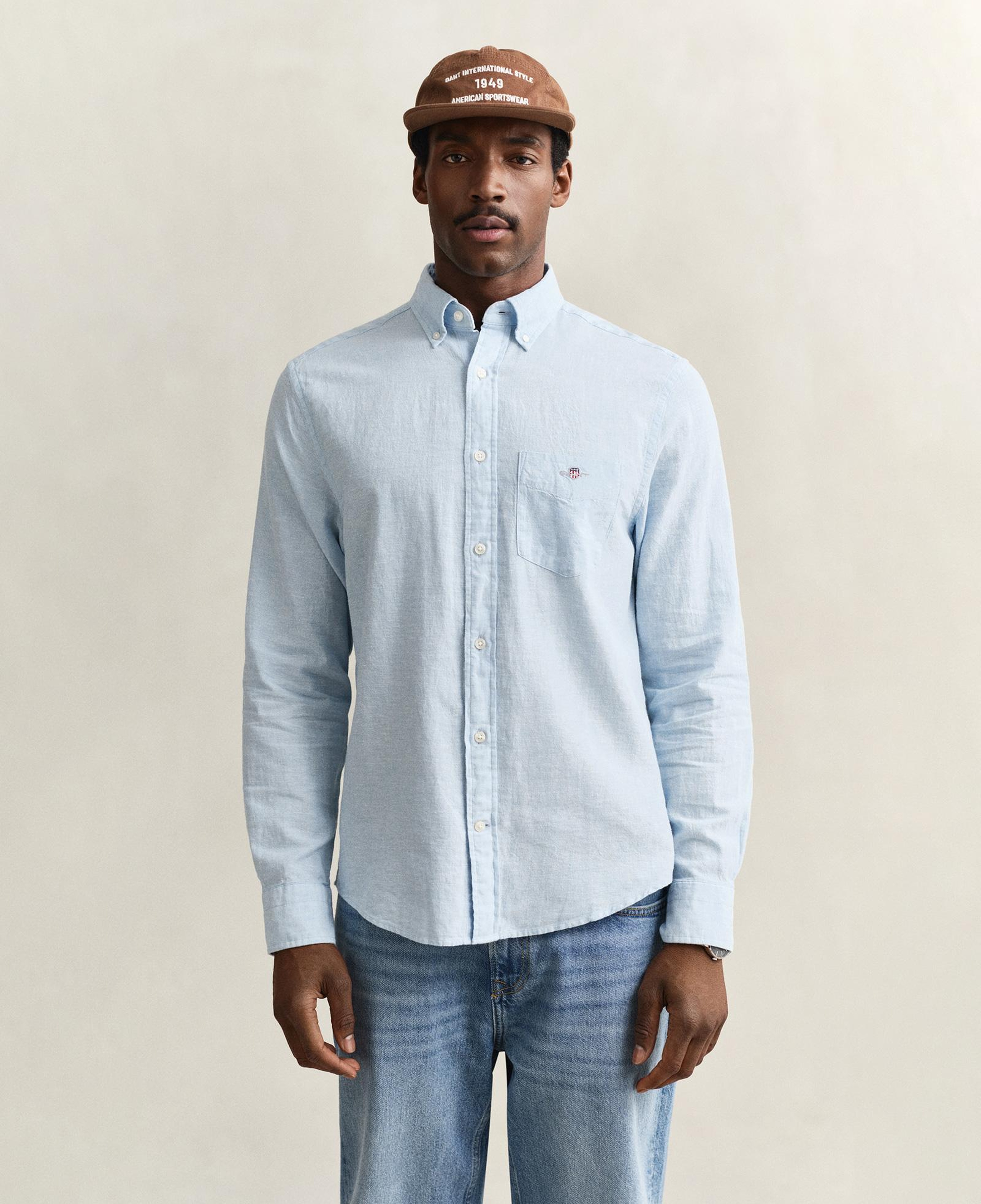 GANT Erkek Mavi Regular Fit Logolu Gömlek