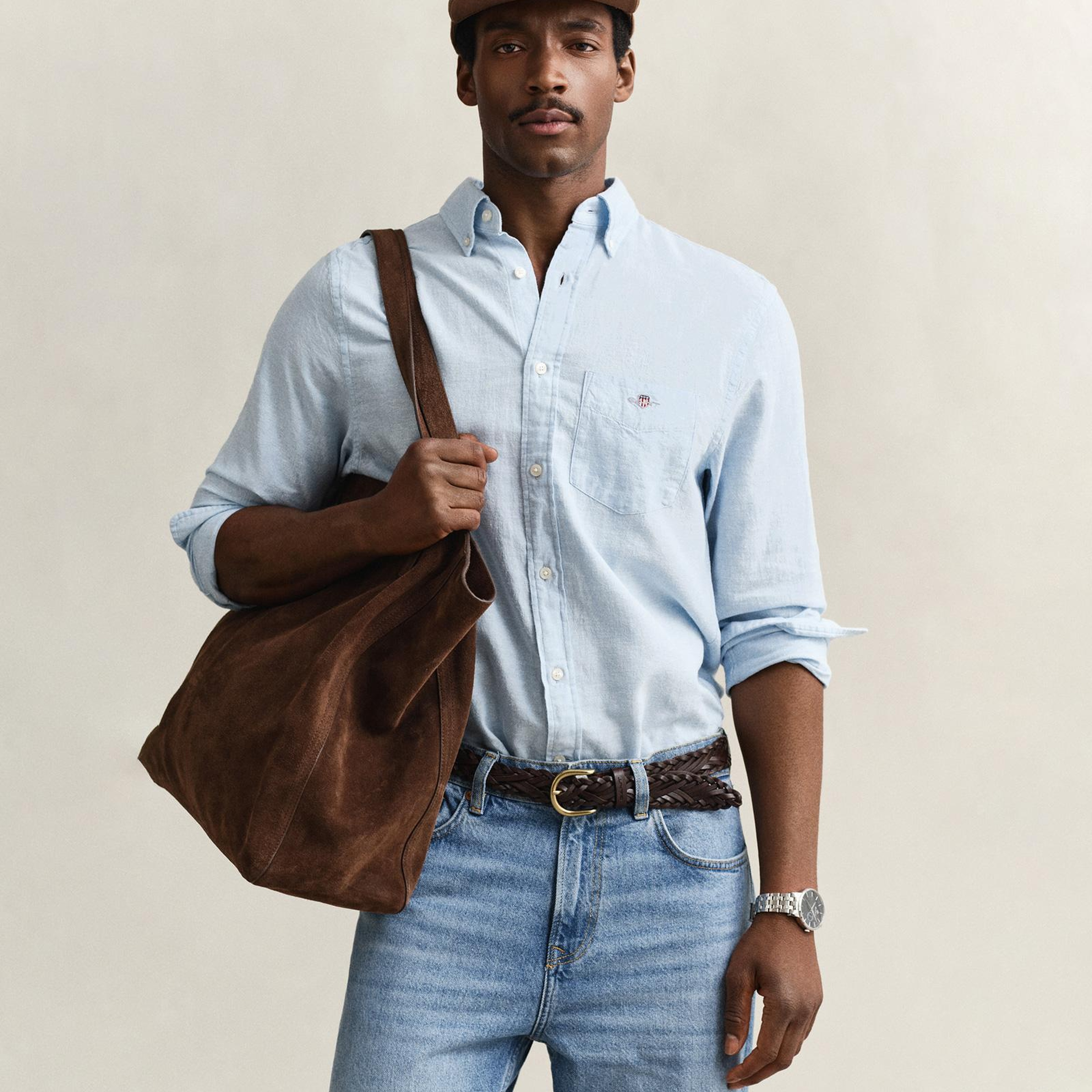 GANT Erkek Mavi Regular Fit Logolu Gömlek