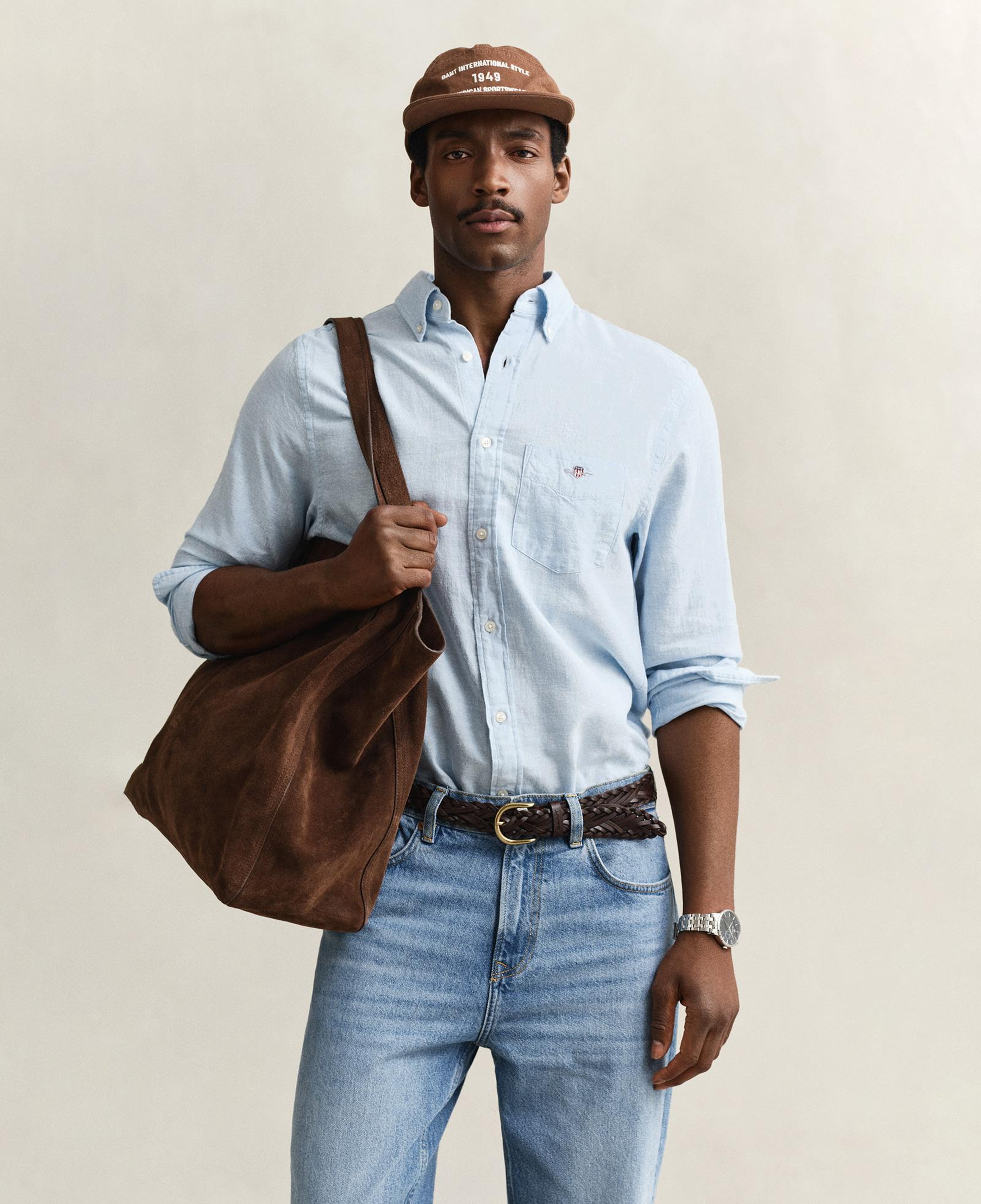 GANT Erkek Mavi Regular Fit Logolu Gömlek