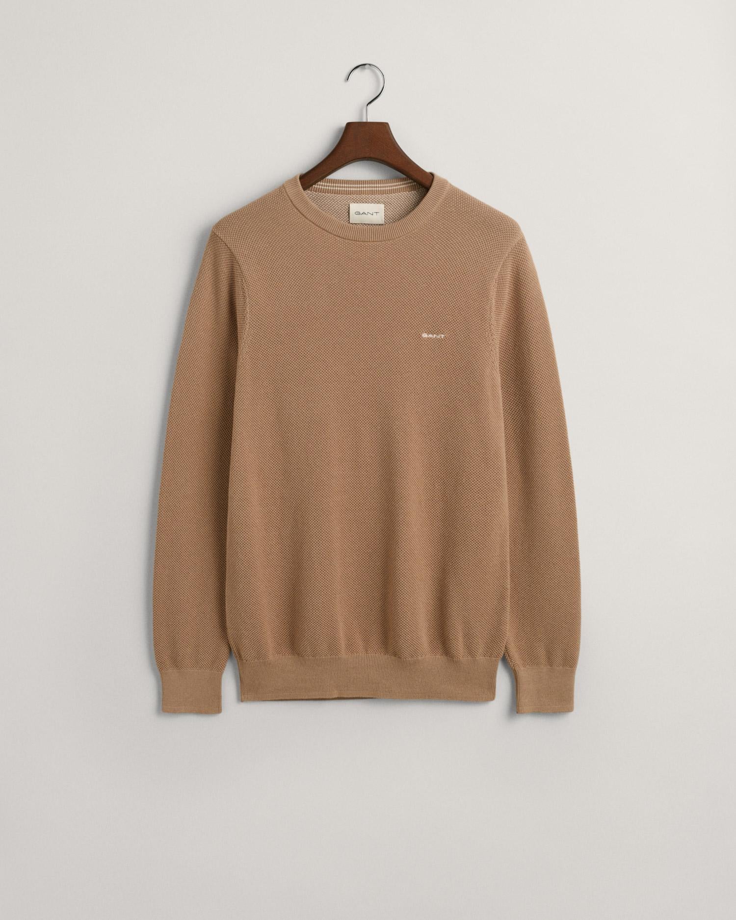 GANT Erkek Bej Regular Fit Bisiklet Yaka Kazak