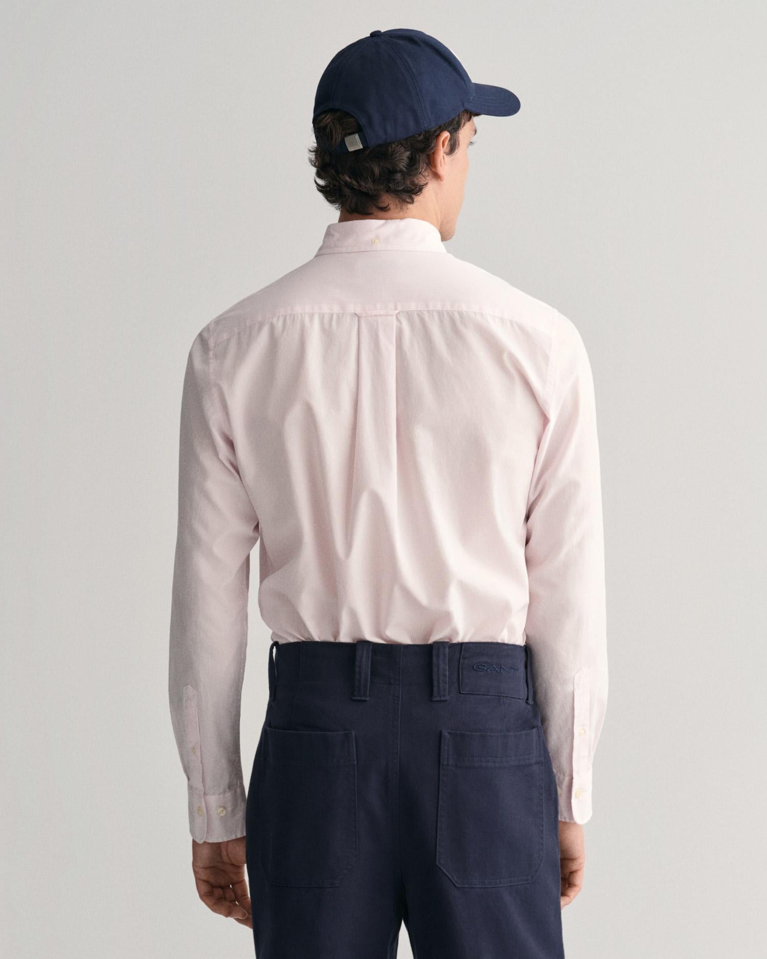 GANT Erkek Pembe Regular Fit Çizgili Düğmeli Yaka Gömlek