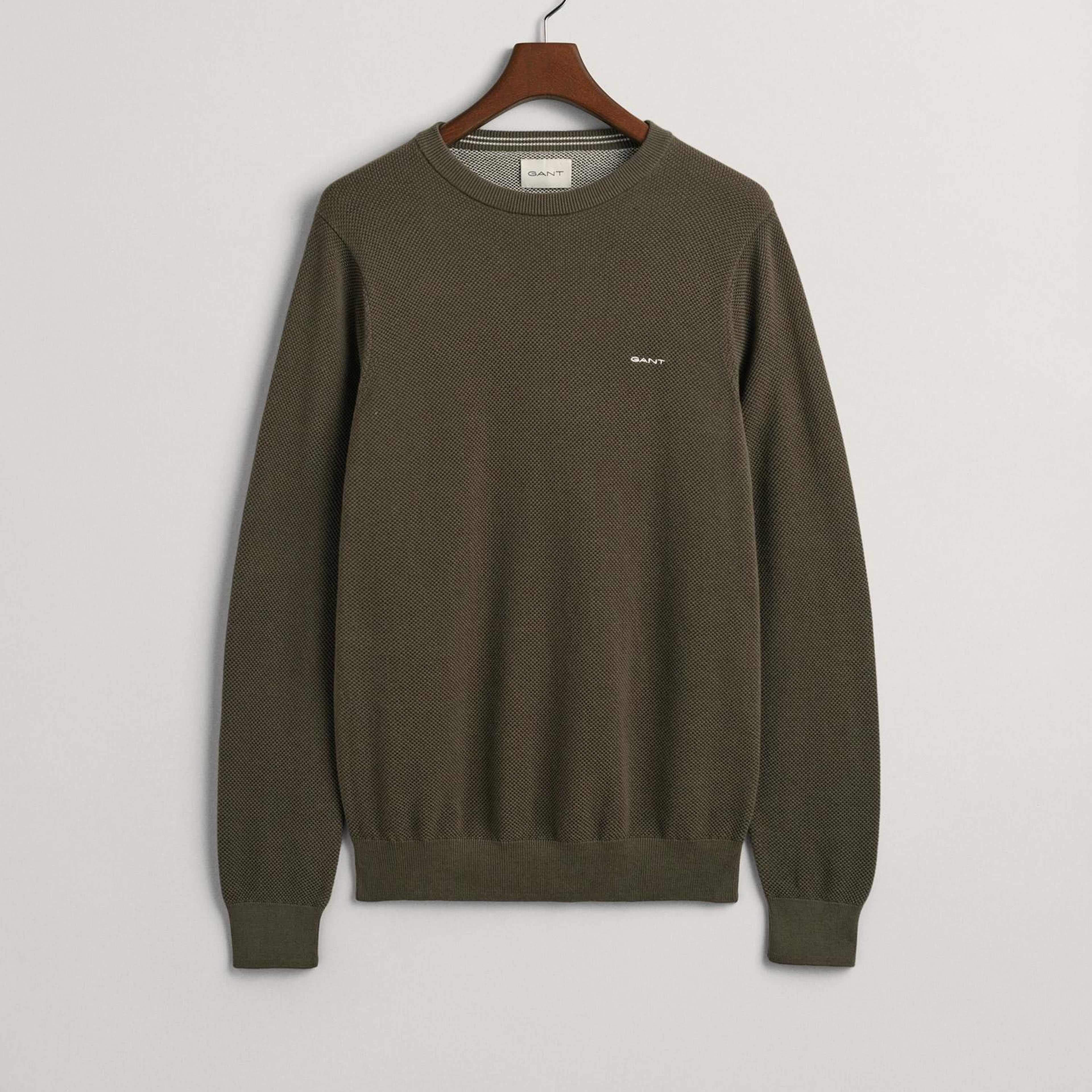 GANT Erkek Yeşil Regular Fit Bisiklet Yaka Kazak