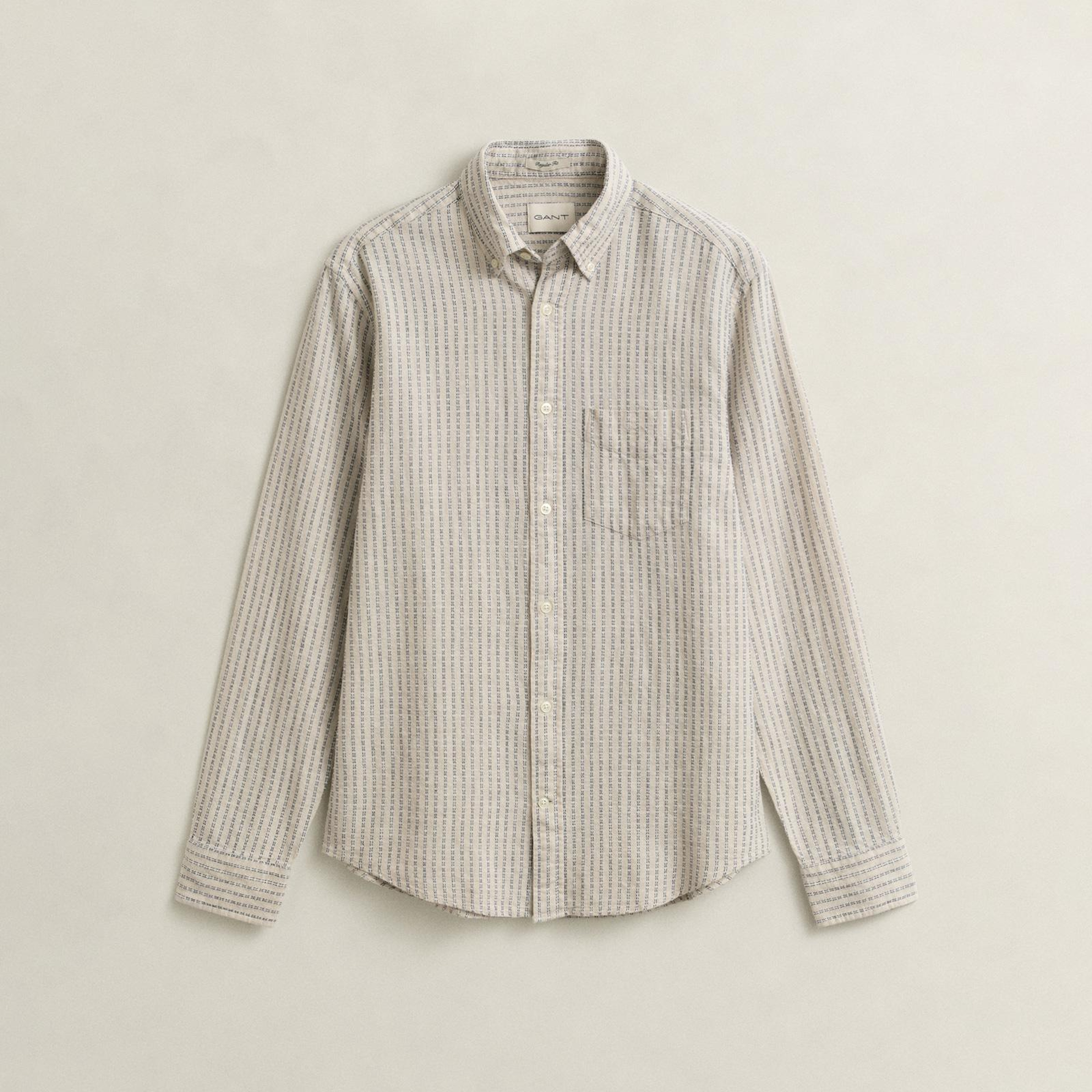 GANT Erkek Krem Regular Fit Çizgili Gömlek