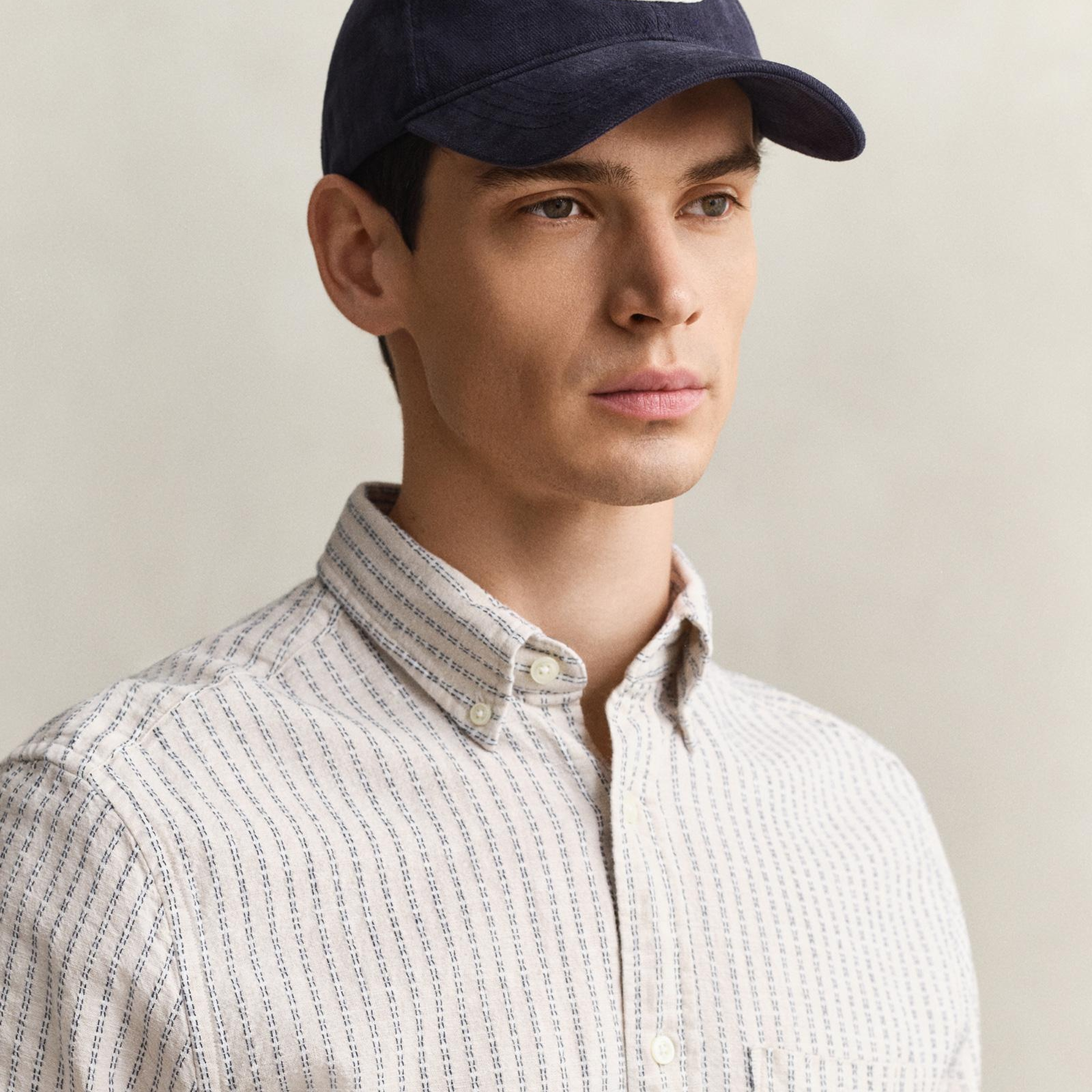 GANT Erkek Krem Regular Fit Çizgili Gömlek