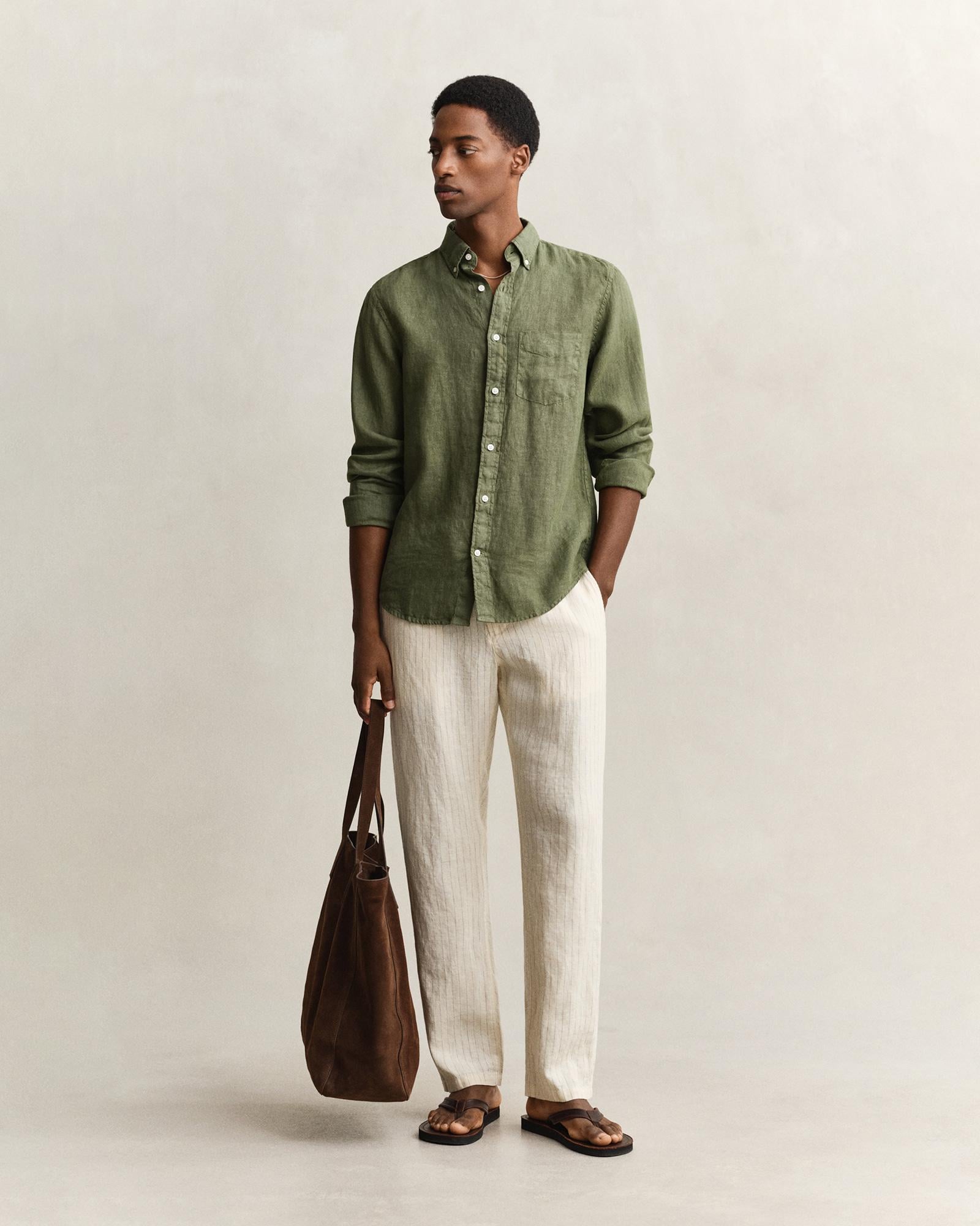 GANT Erkek Yeşil Regular Fit Gömlek