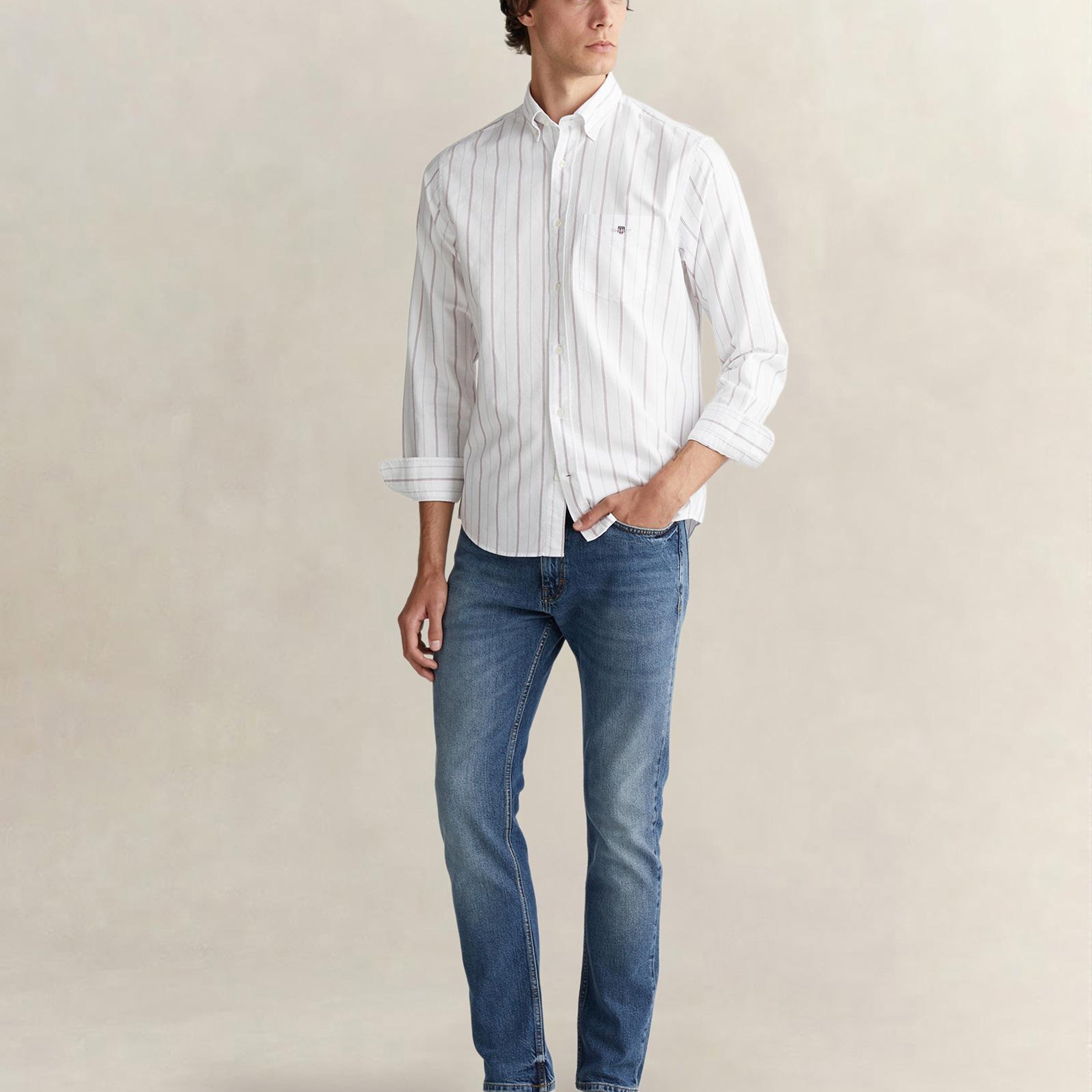 GANT Erkek Beyaz Regular Fit Düğmeli Gömlek