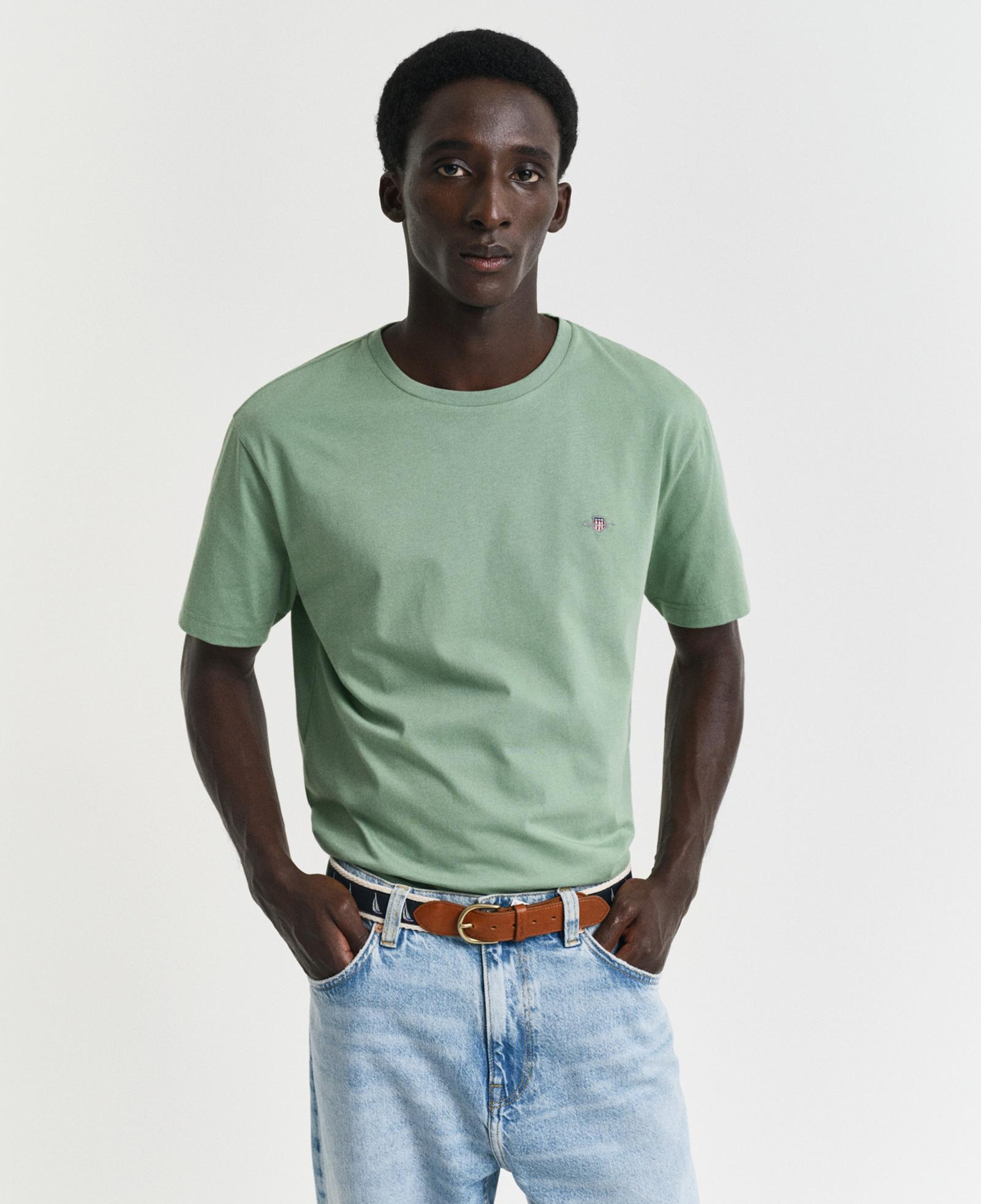 GANT Erkek Yeşil Regular Fit Bisiklet Yaka T-Shirt