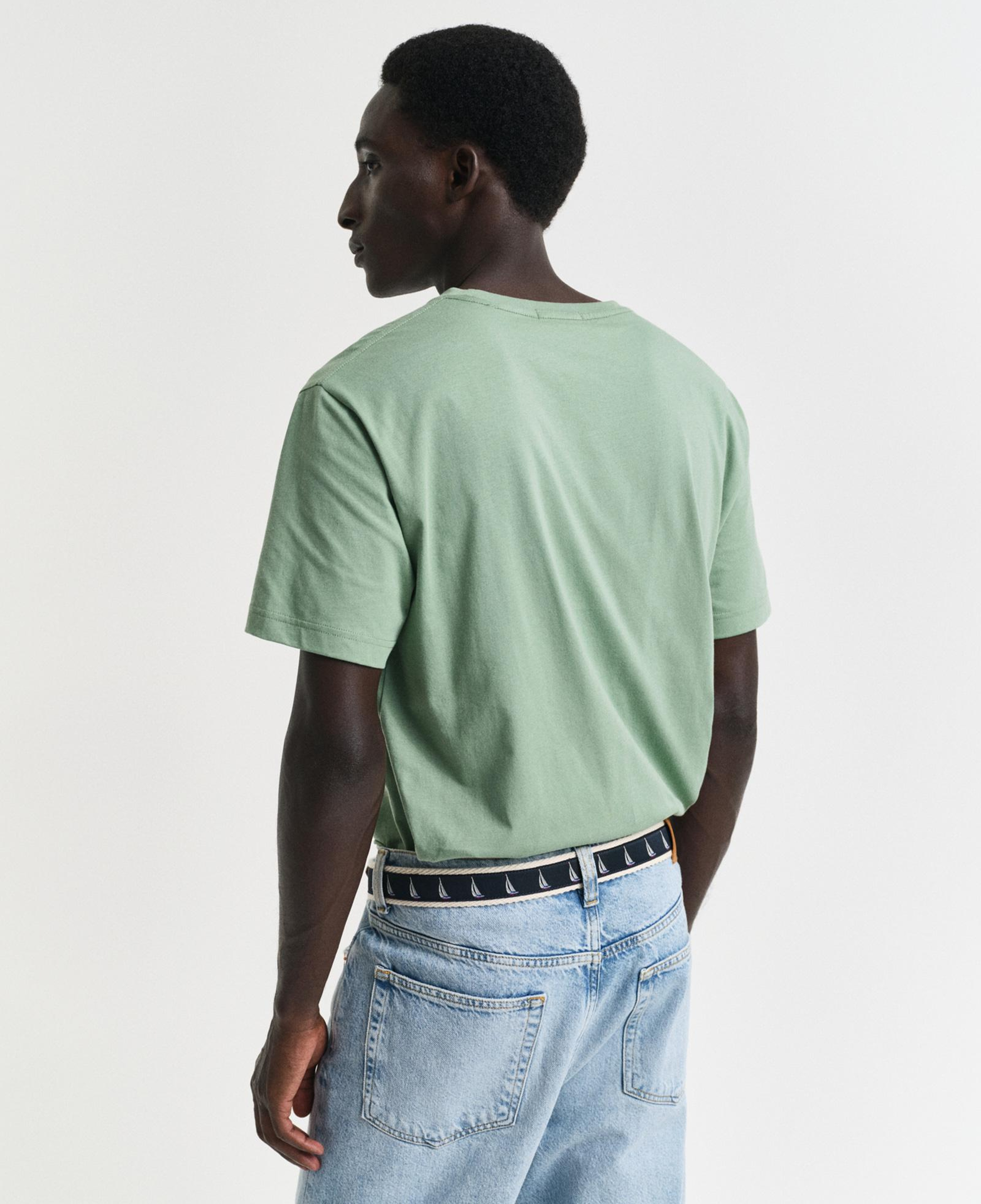 GANT Erkek Yeşil Regular Fit Bisiklet Yaka T-Shirt