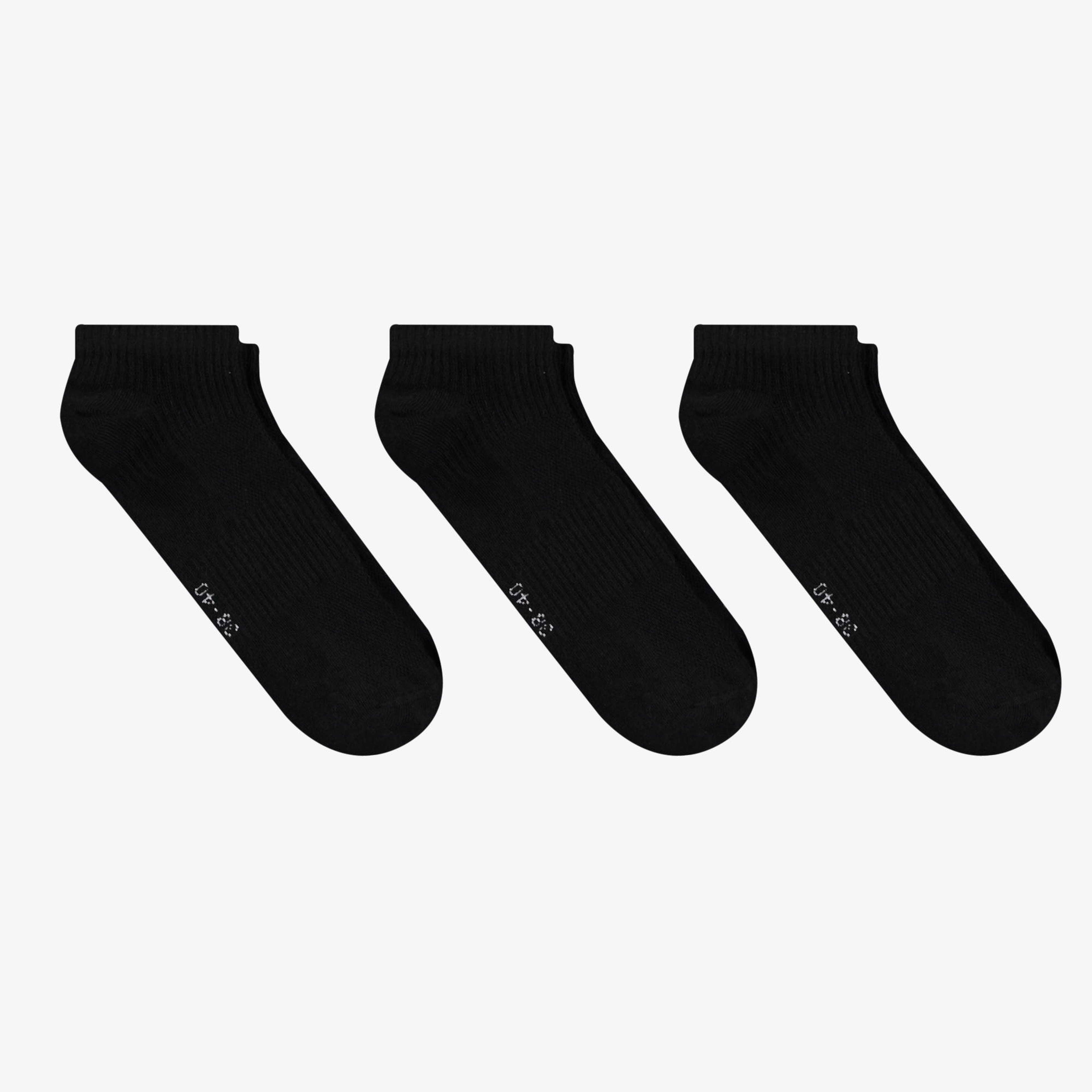 UNITED4 Unisex Siyah 3'lü Patik Çorap
