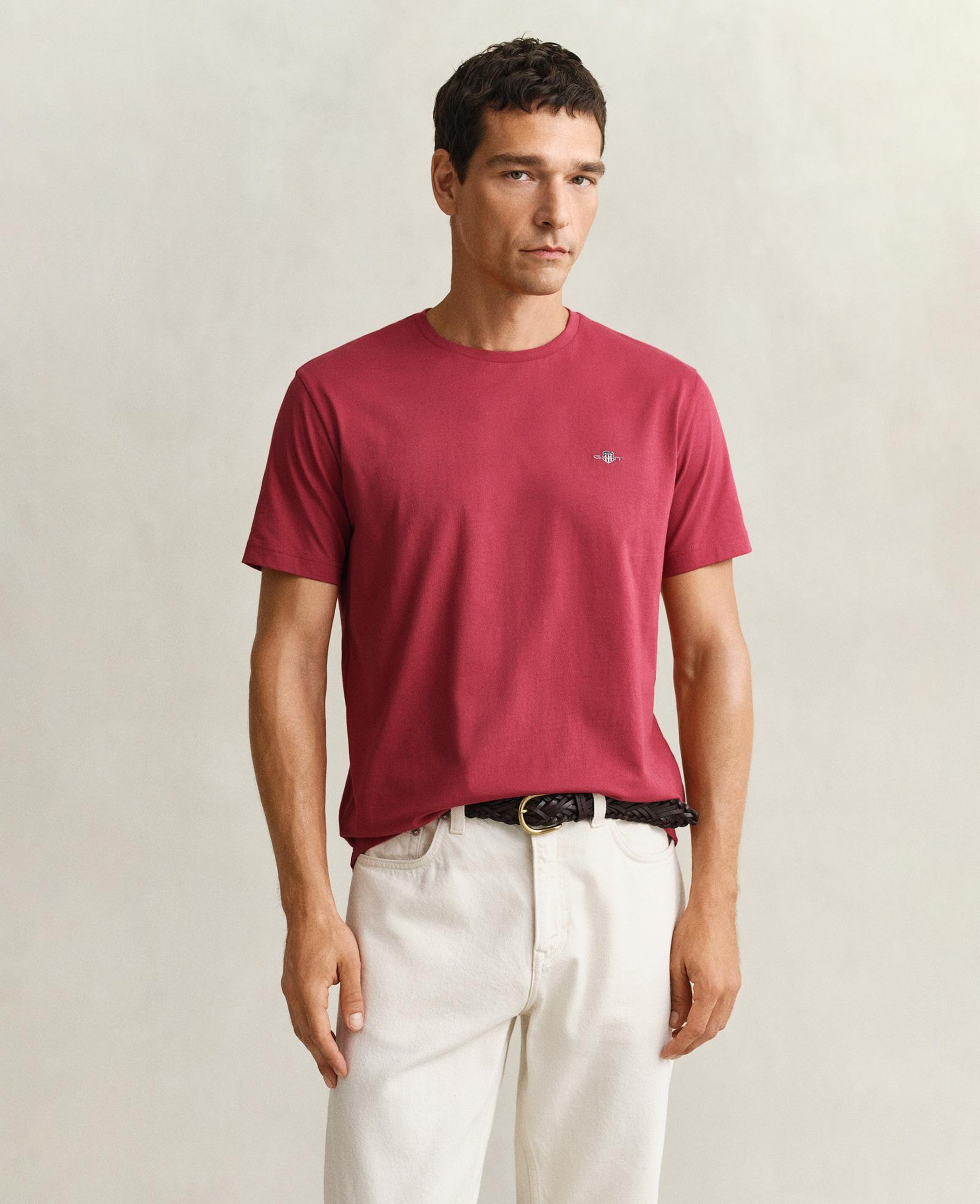GANT Erkek Kırmızı Bisiklet Yaka Regular Fit Logolu T-Shirt