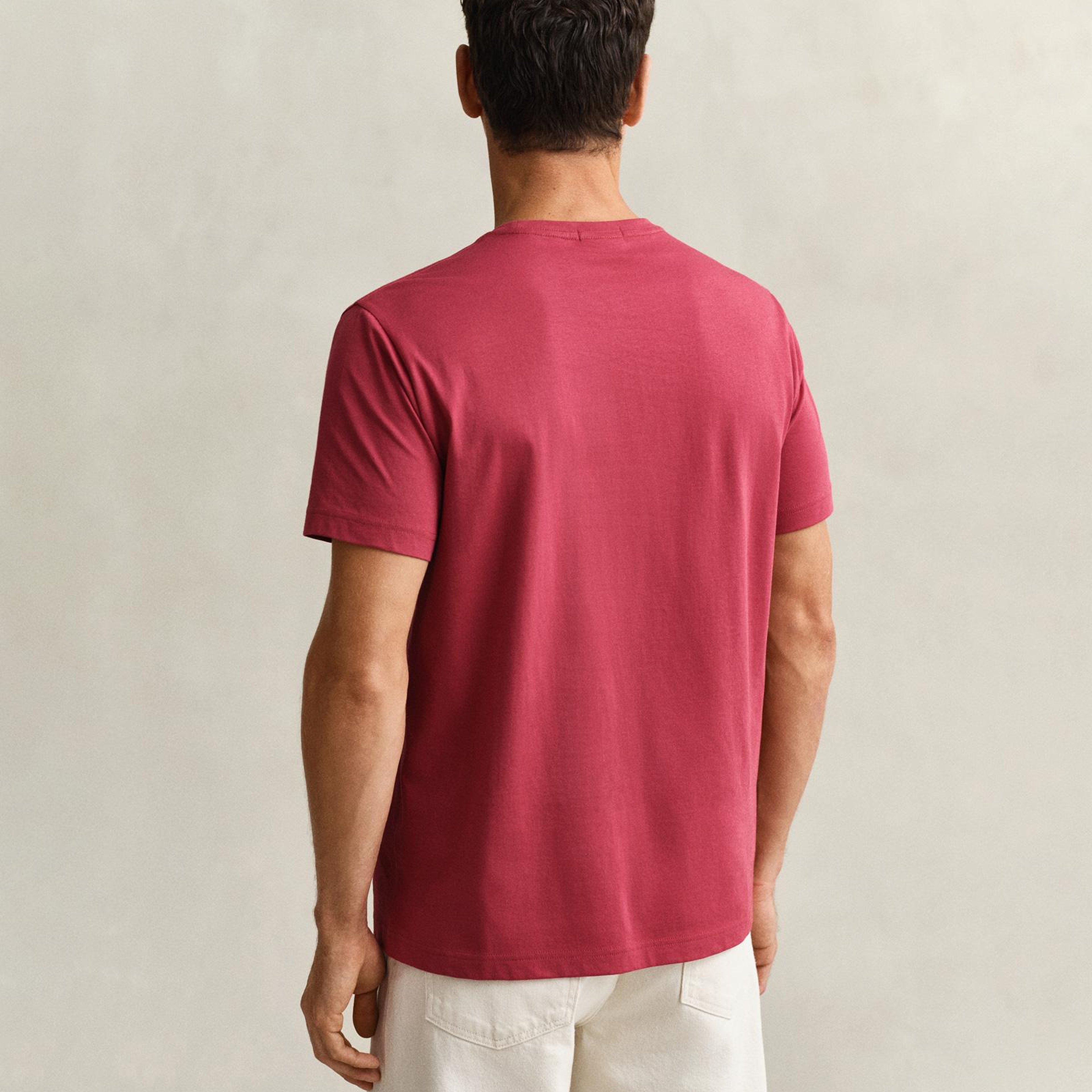 GANT Erkek Kırmızı Bisiklet Yaka Regular Fit Logolu T-Shirt