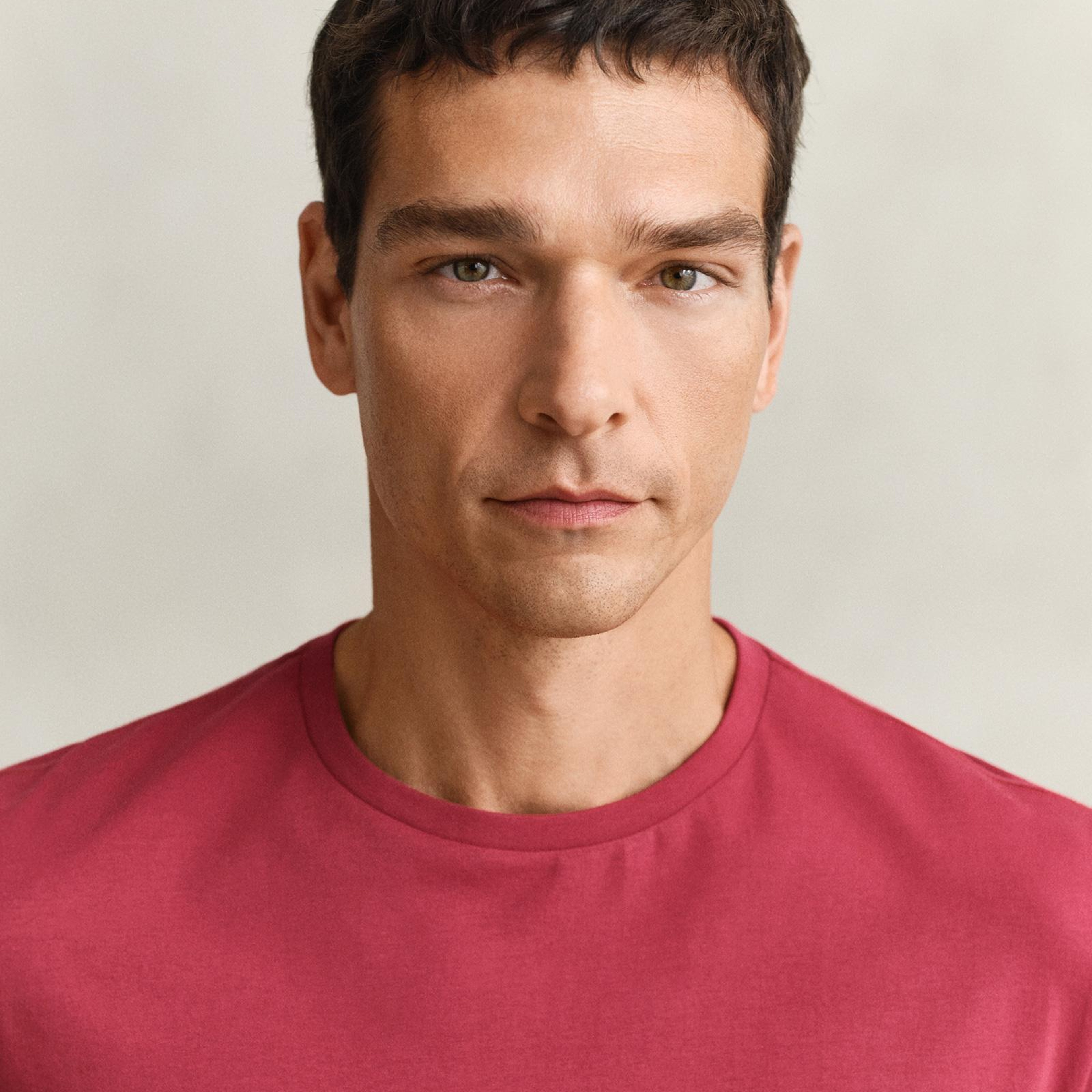 GANT Erkek Kırmızı Bisiklet Yaka Regular Fit Logolu T-Shirt
