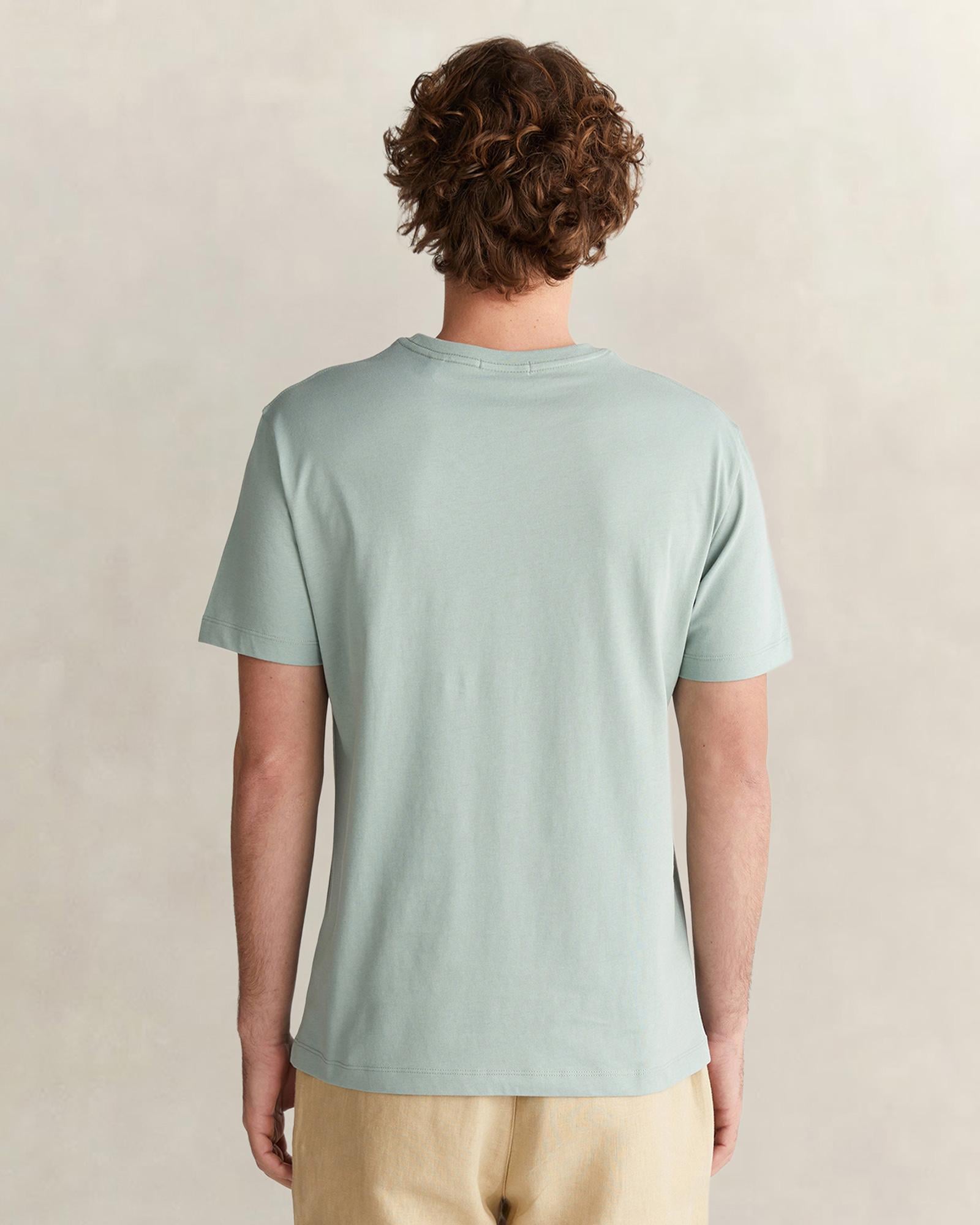 GANT Erkek Yeşil Bisiklet Yaka Regular Fit Logolu T-Shirt