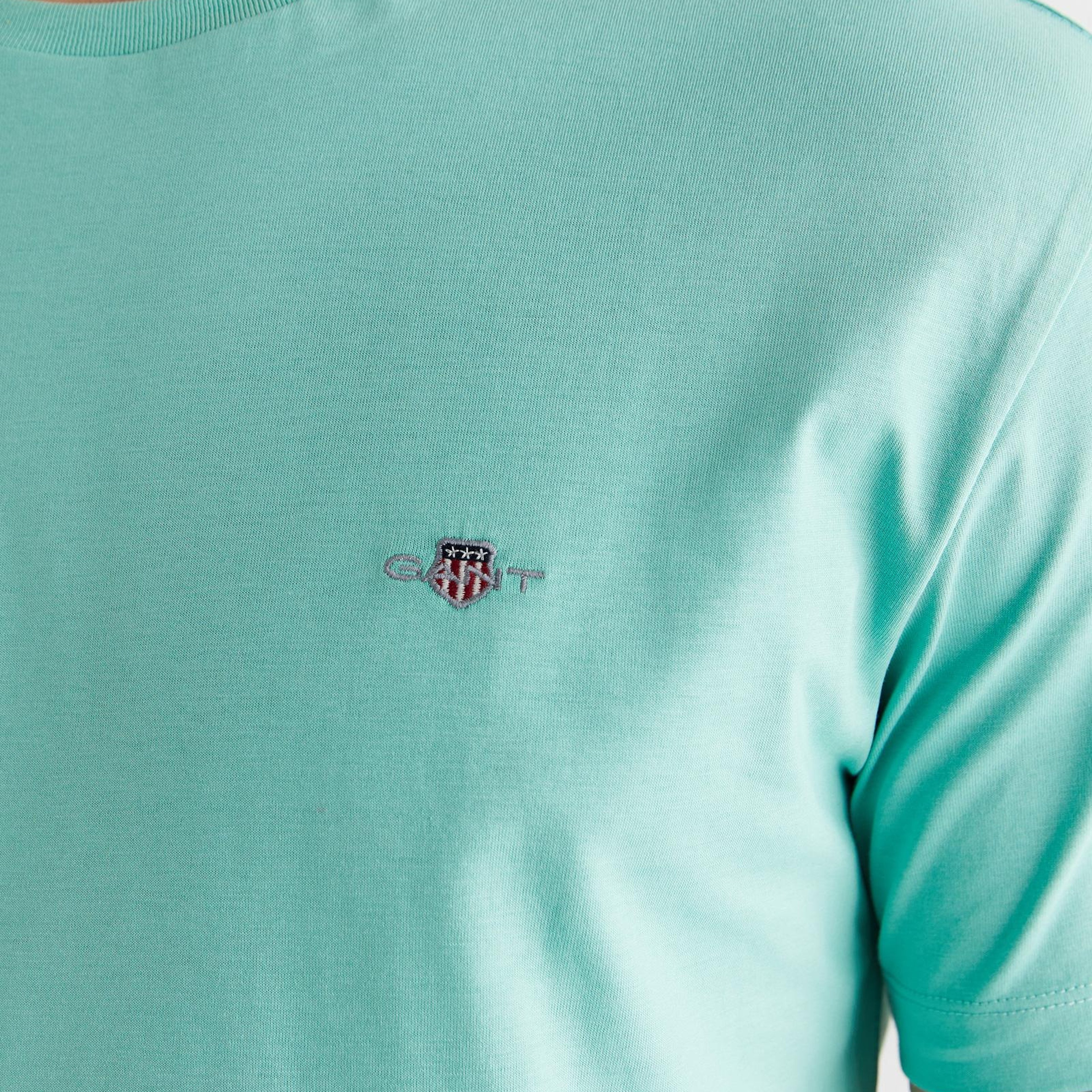 GANT Erkek Mavi Bisiklet Yaka Regular Fit Logolu T-Shirt