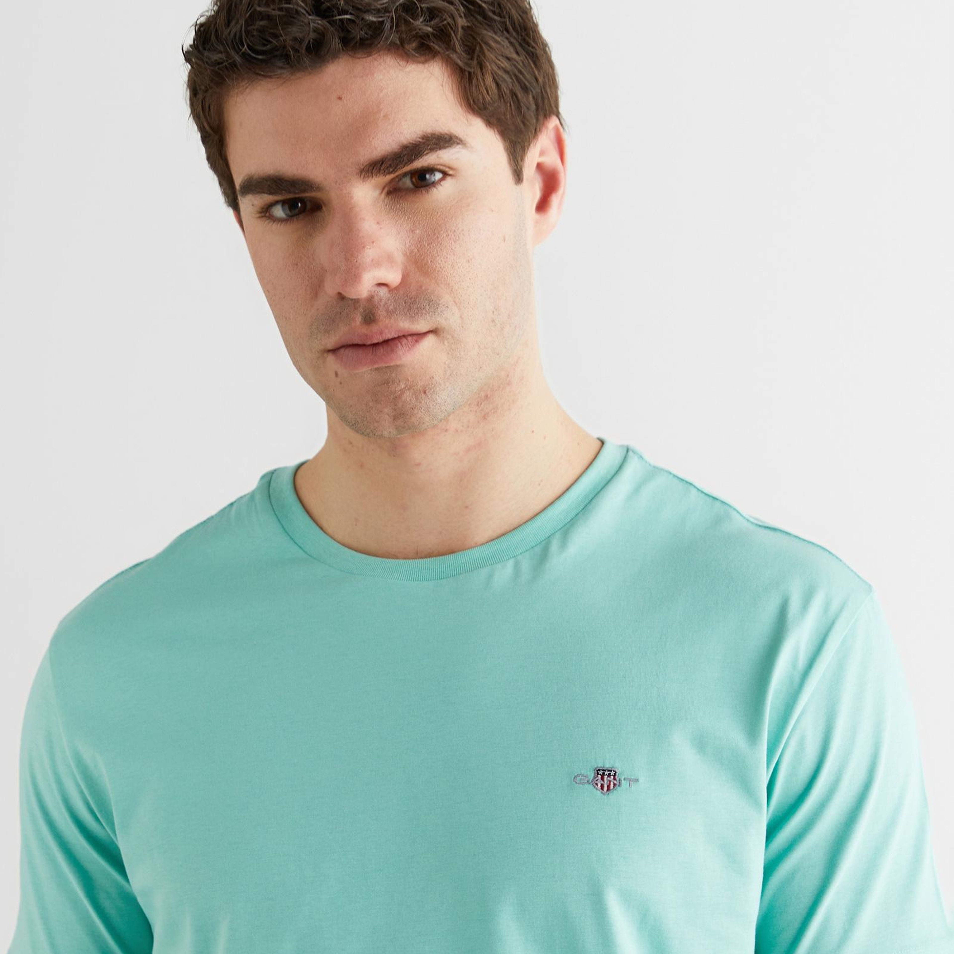 GANT Erkek Mavi Bisiklet Yaka Regular Fit Logolu T-Shirt