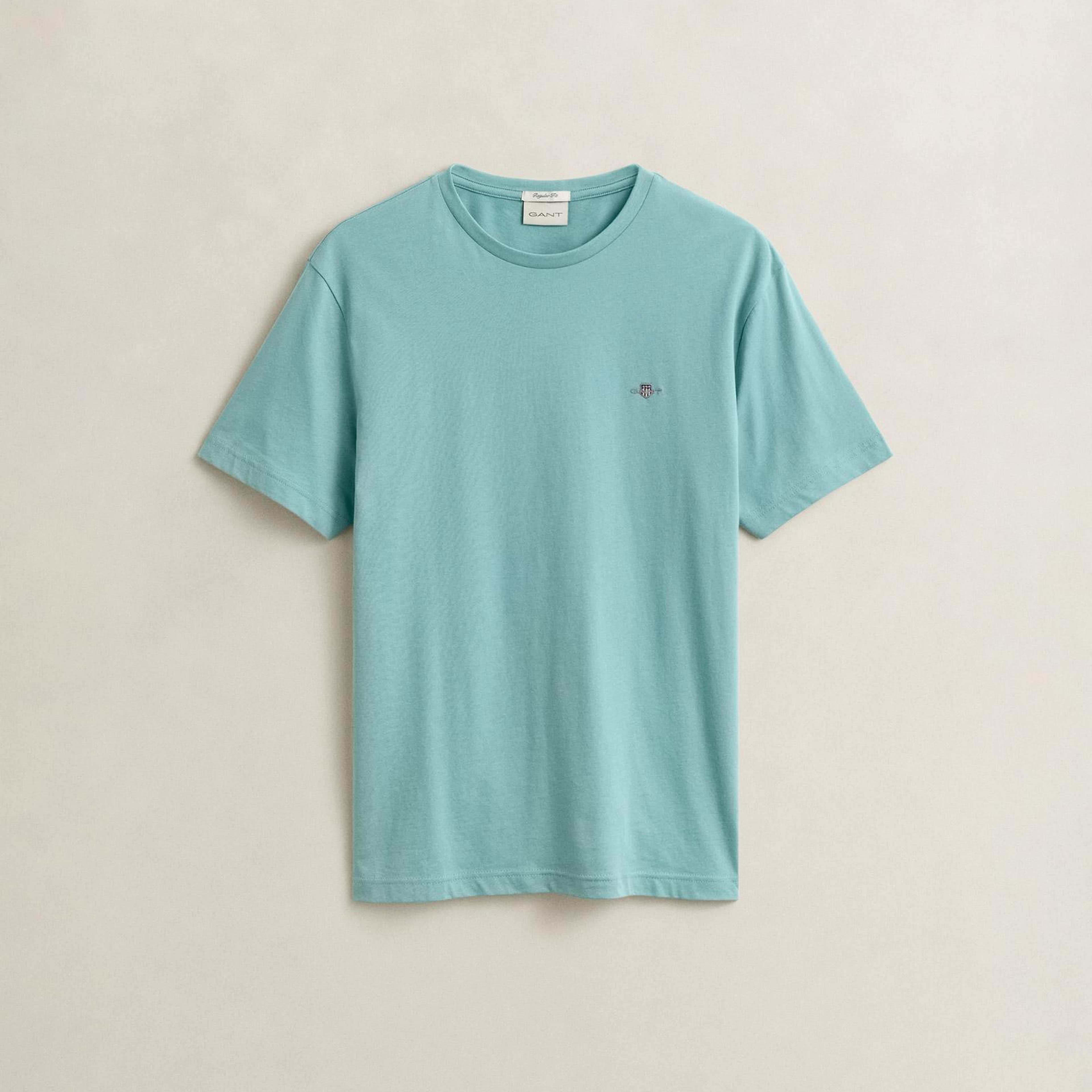 GANT Erkek Mavi Bisiklet Yaka Regular Fit Logolu T-Shirt