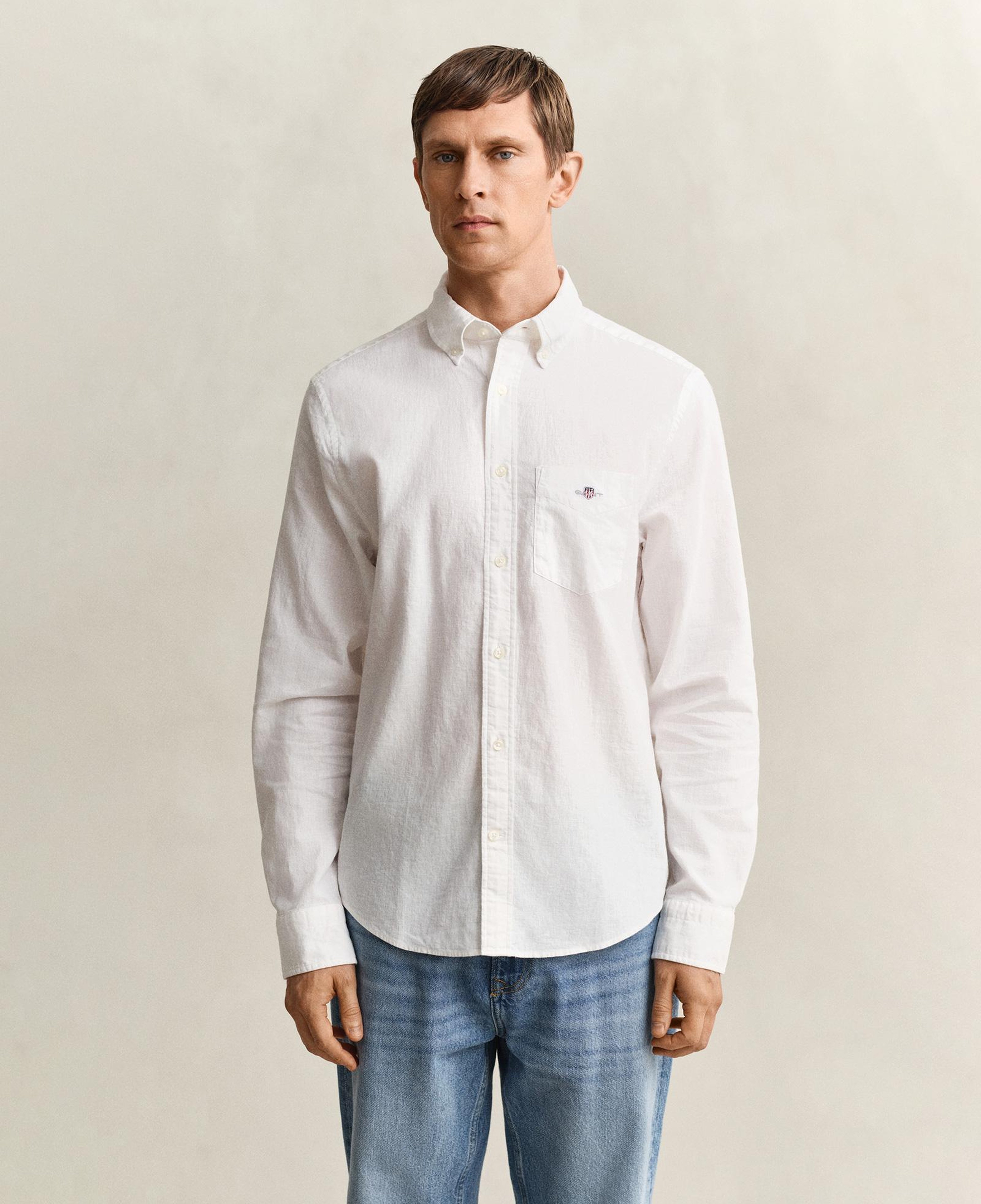 GANT Erkek Beyaz Regular Fit Logolu Gömlek