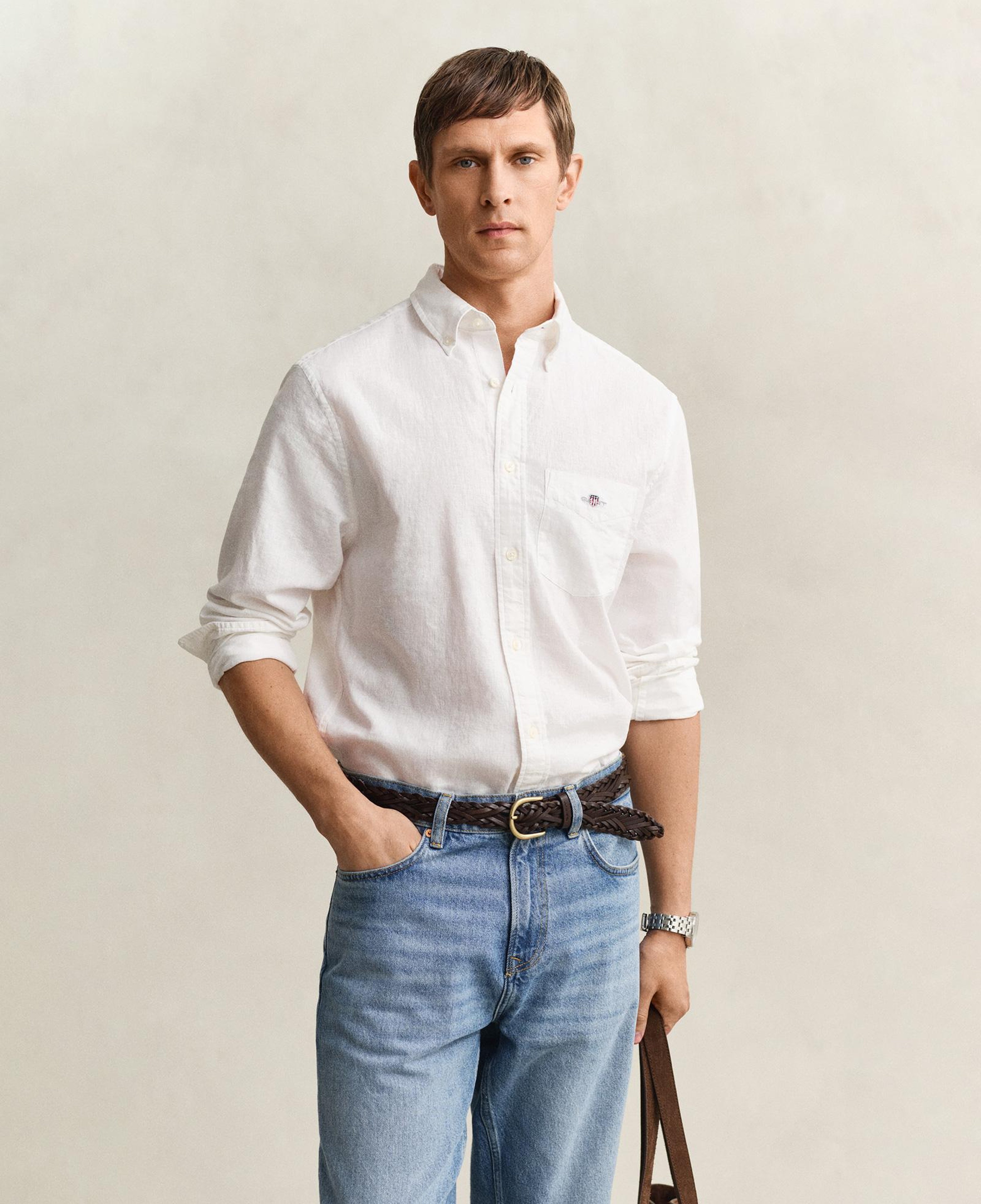 GANT Erkek Beyaz Regular Fit Logolu Gömlek