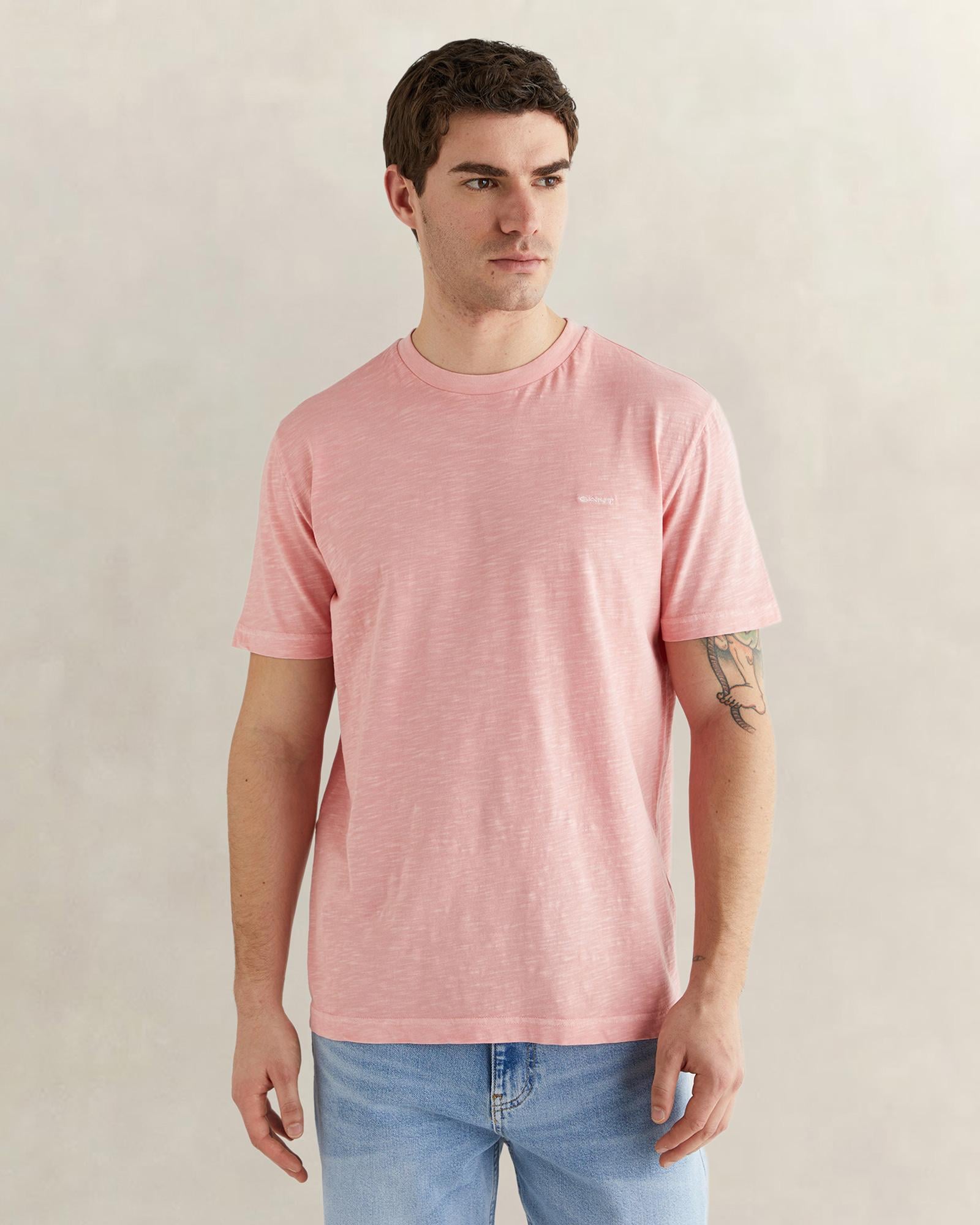 GANT Erkek Pembe Bisiklet Yaka Regular Fit T-Shirt