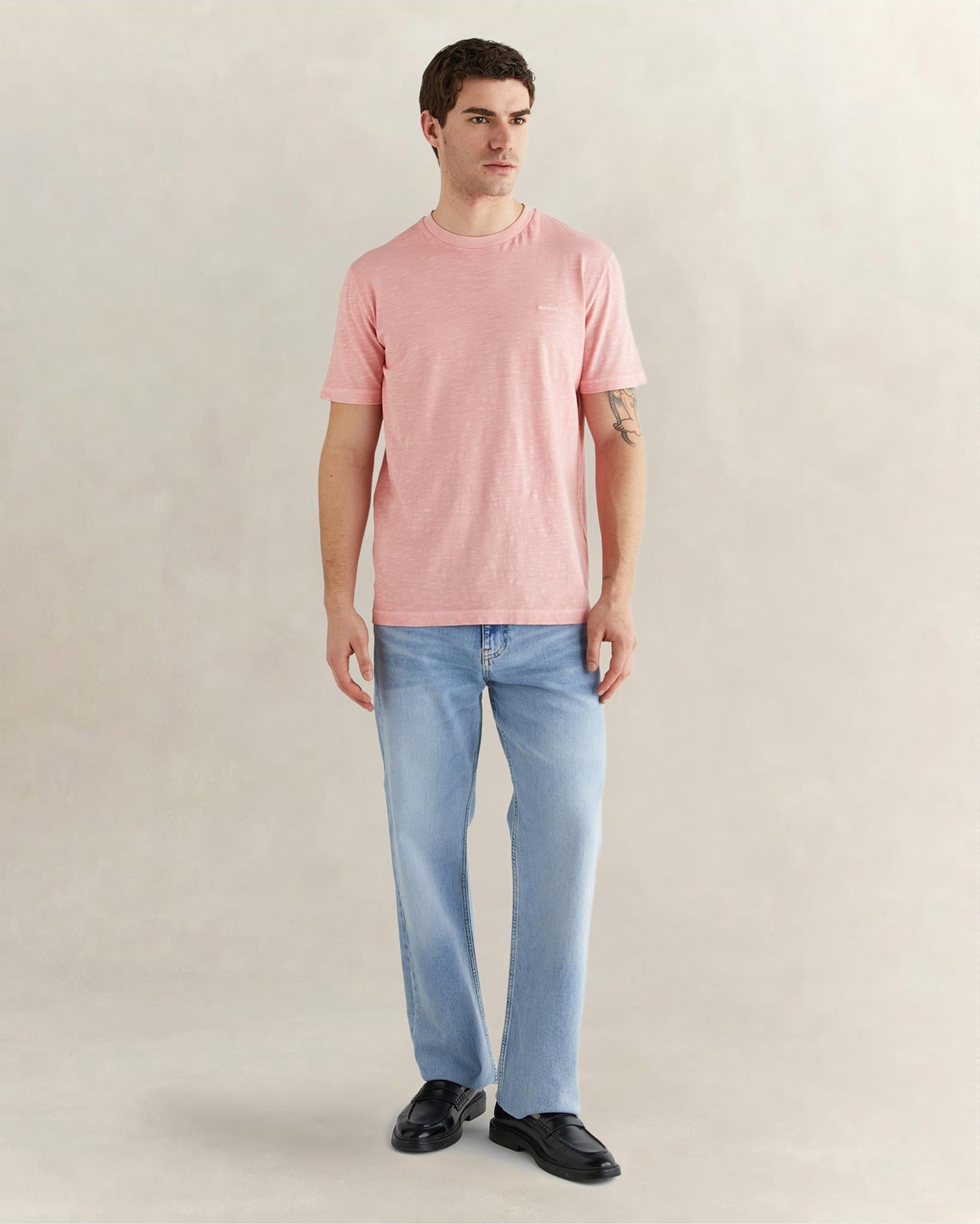 GANT Erkek Pembe Bisiklet Yaka Regular Fit T-Shirt