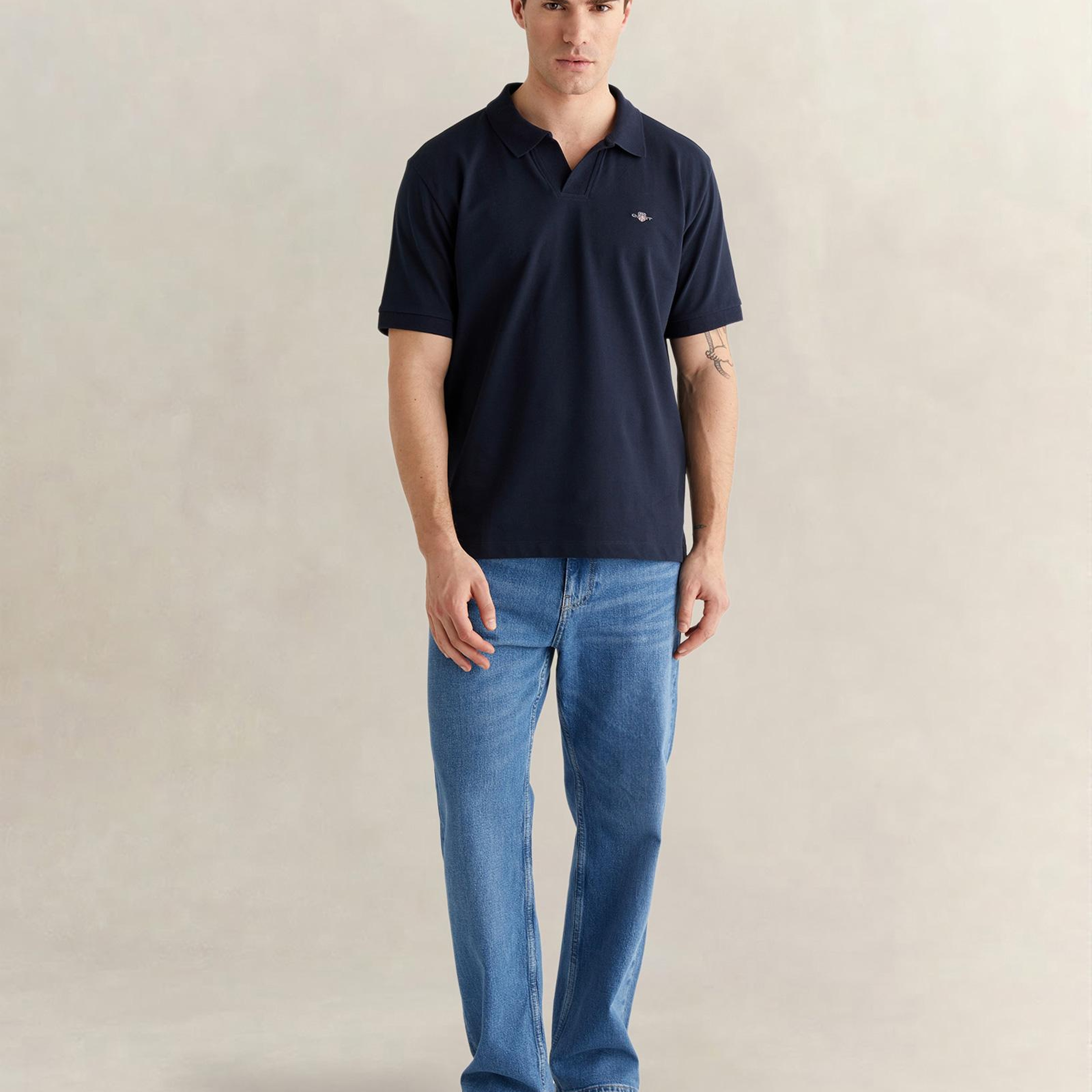 GANT Erkek Lacivert Regular Fit Logolu Polo Yaka T-Shirt