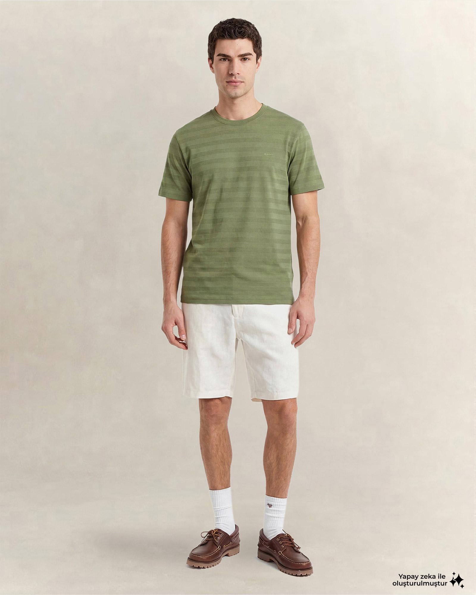 GANT Erkek Yeşil Bisiklet Yaka Regular Fit T-Shirt
