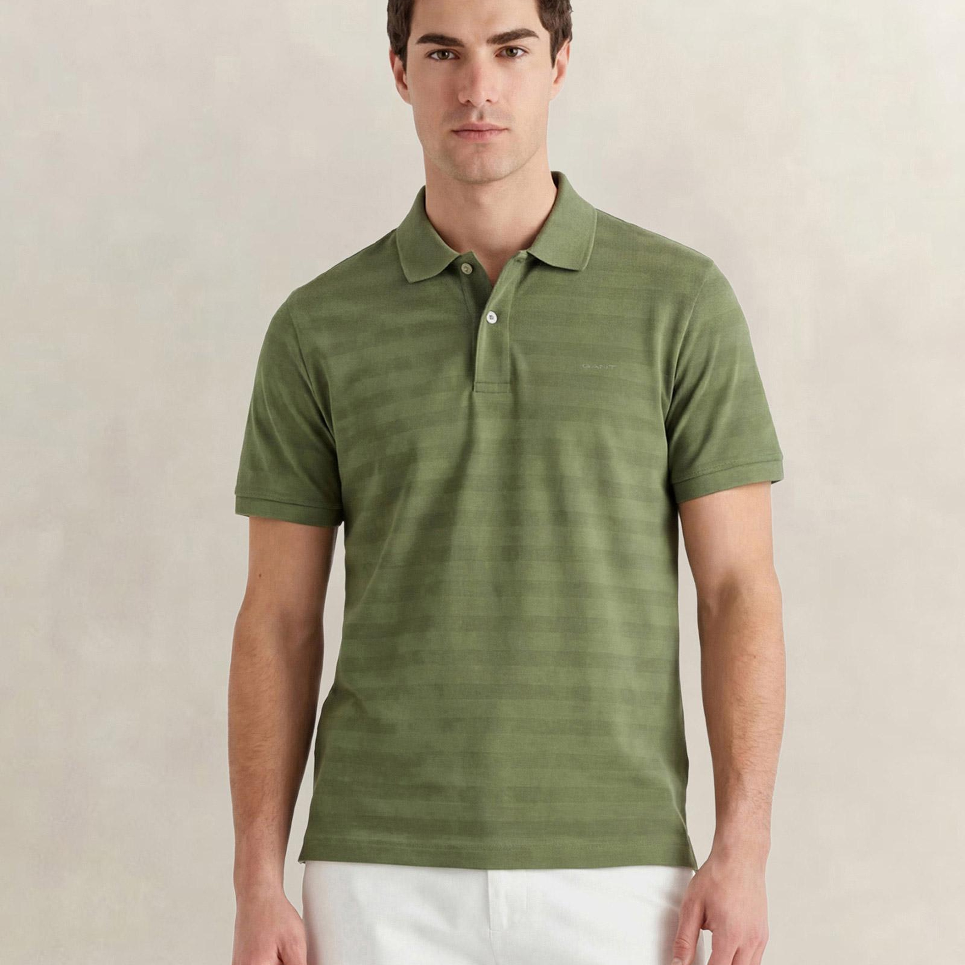 GANT Erkek Yeşil Regular Fit Polo Yaka T-Shirt