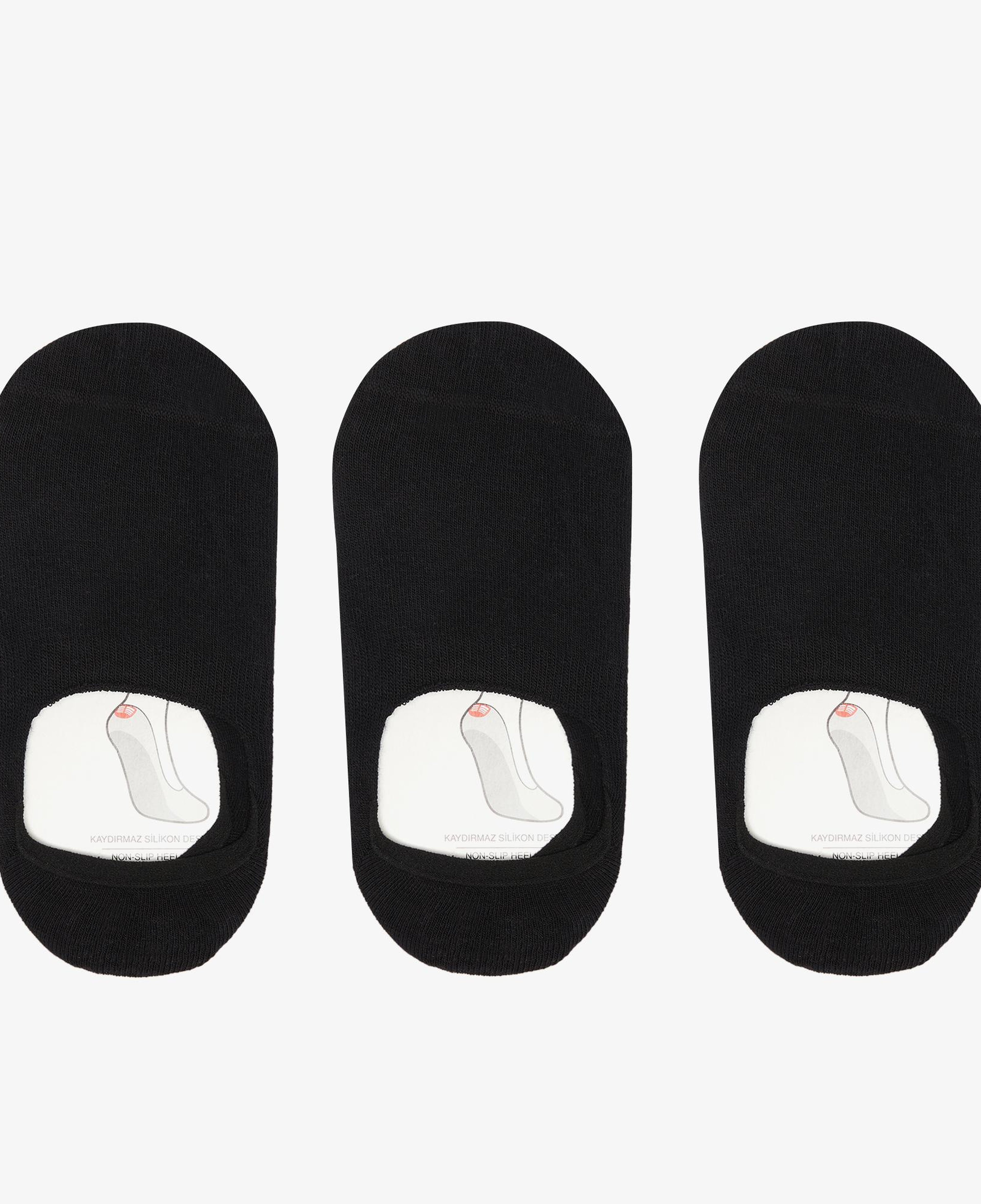 UNITED4 Unisex 3'lü Siyah Babet Çorap