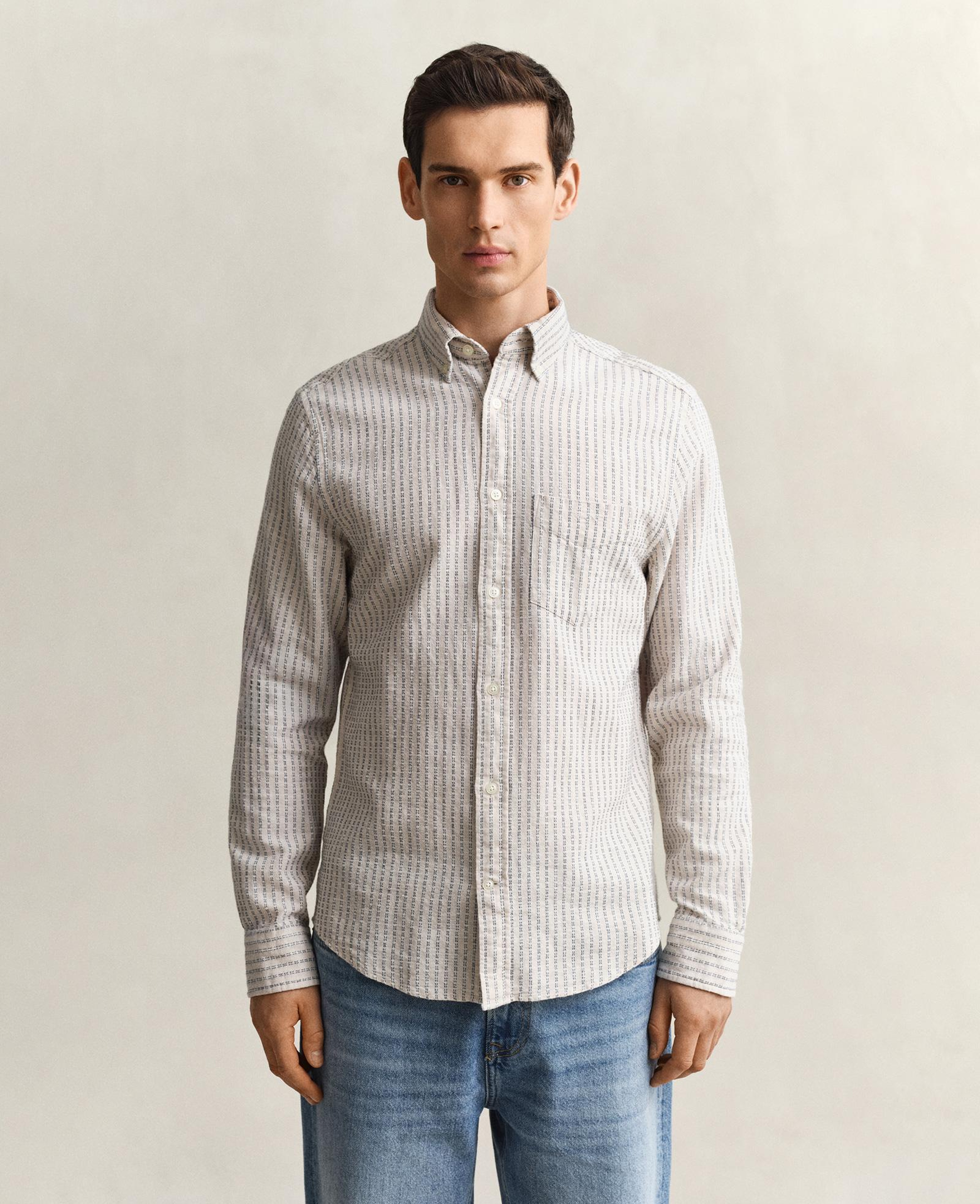 GANT Erkek Krem Regular Fit Çizgili Gömlek