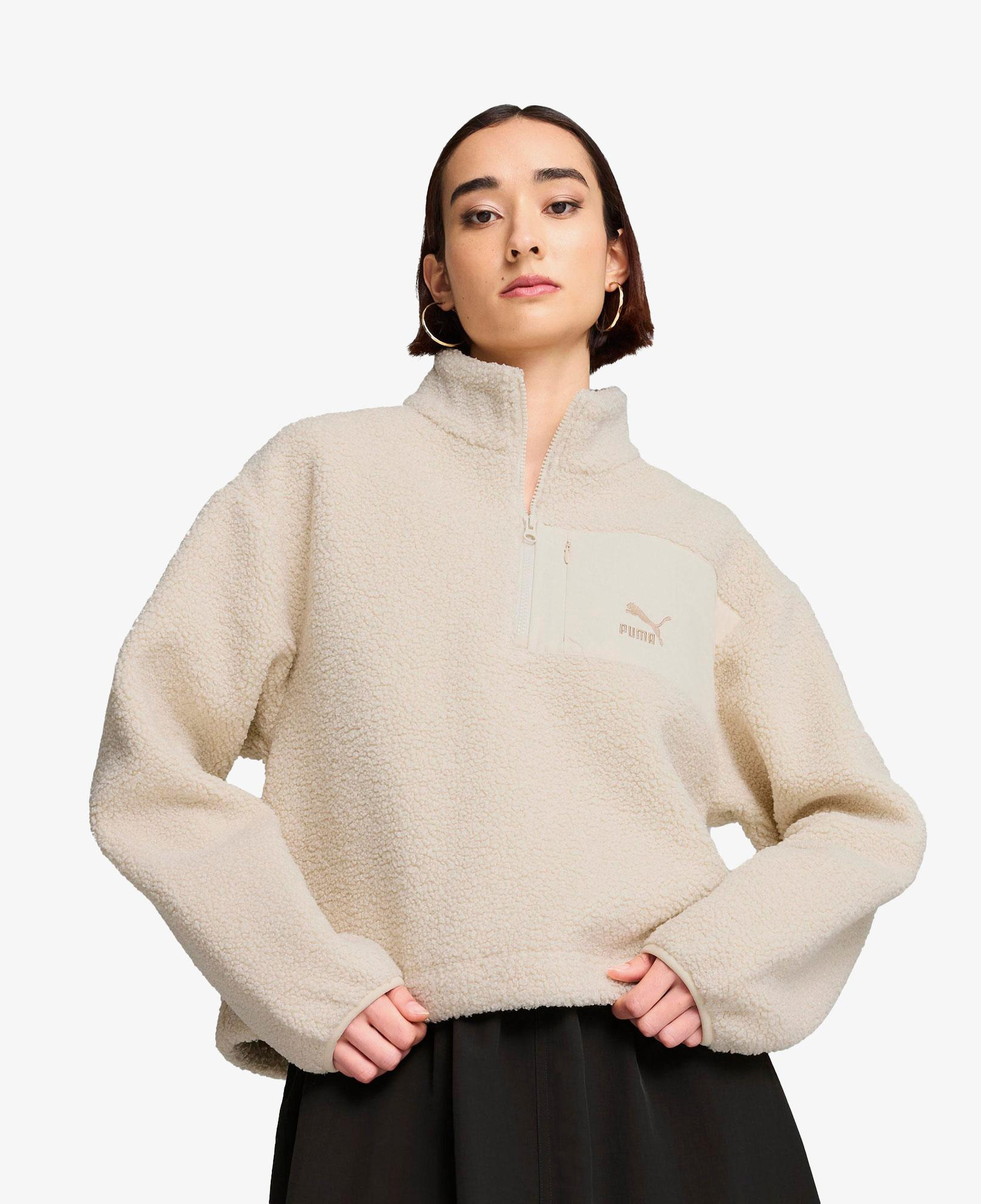 Puma Classics Winterized Half-Zip Kadın Krem Polar Sweatshirt