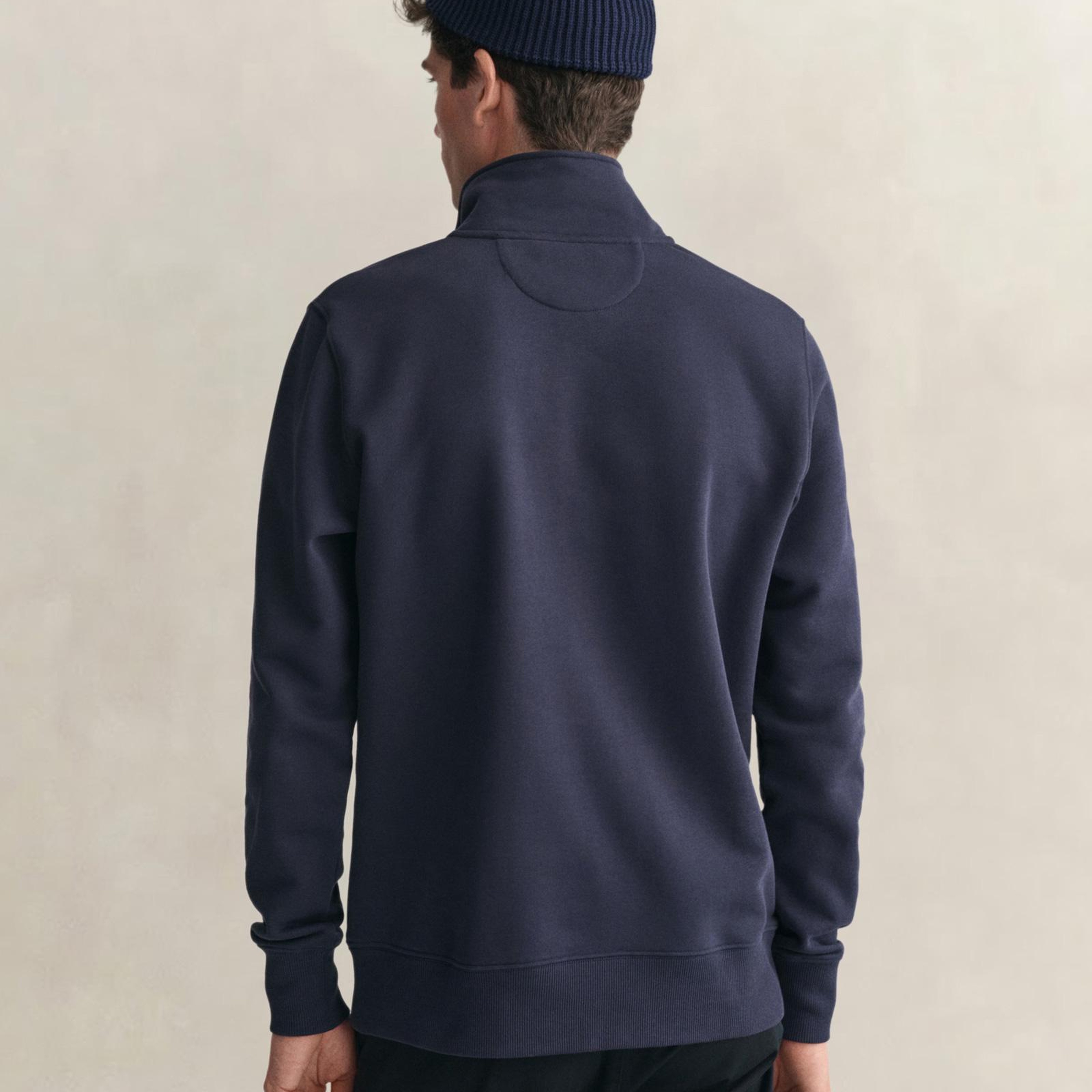 GANT Erkek Lacivert Regular Fit Yarım Fermuarlı Sweatshirt