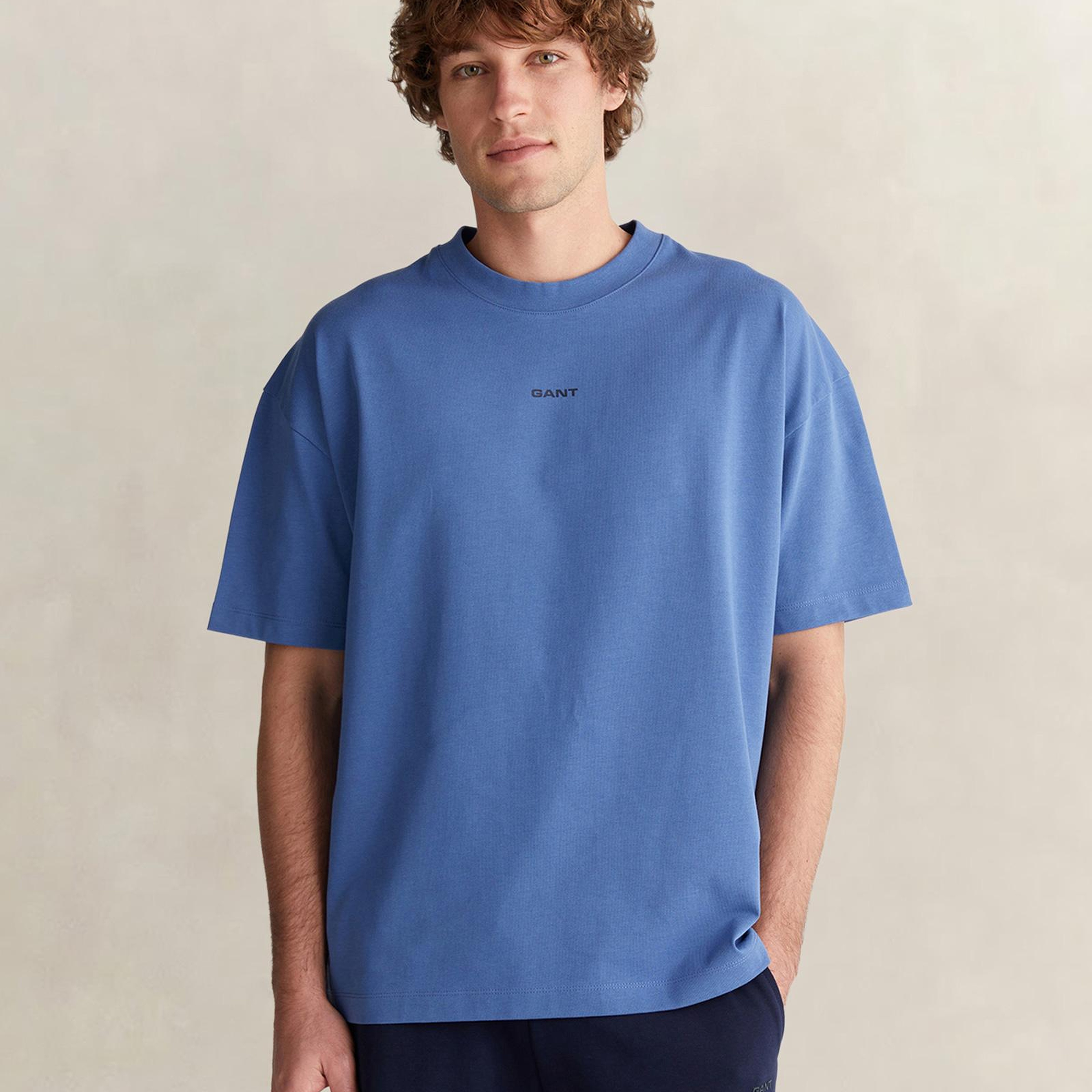 GANT Erkek Mavi Kısa Kollu T-Shirt