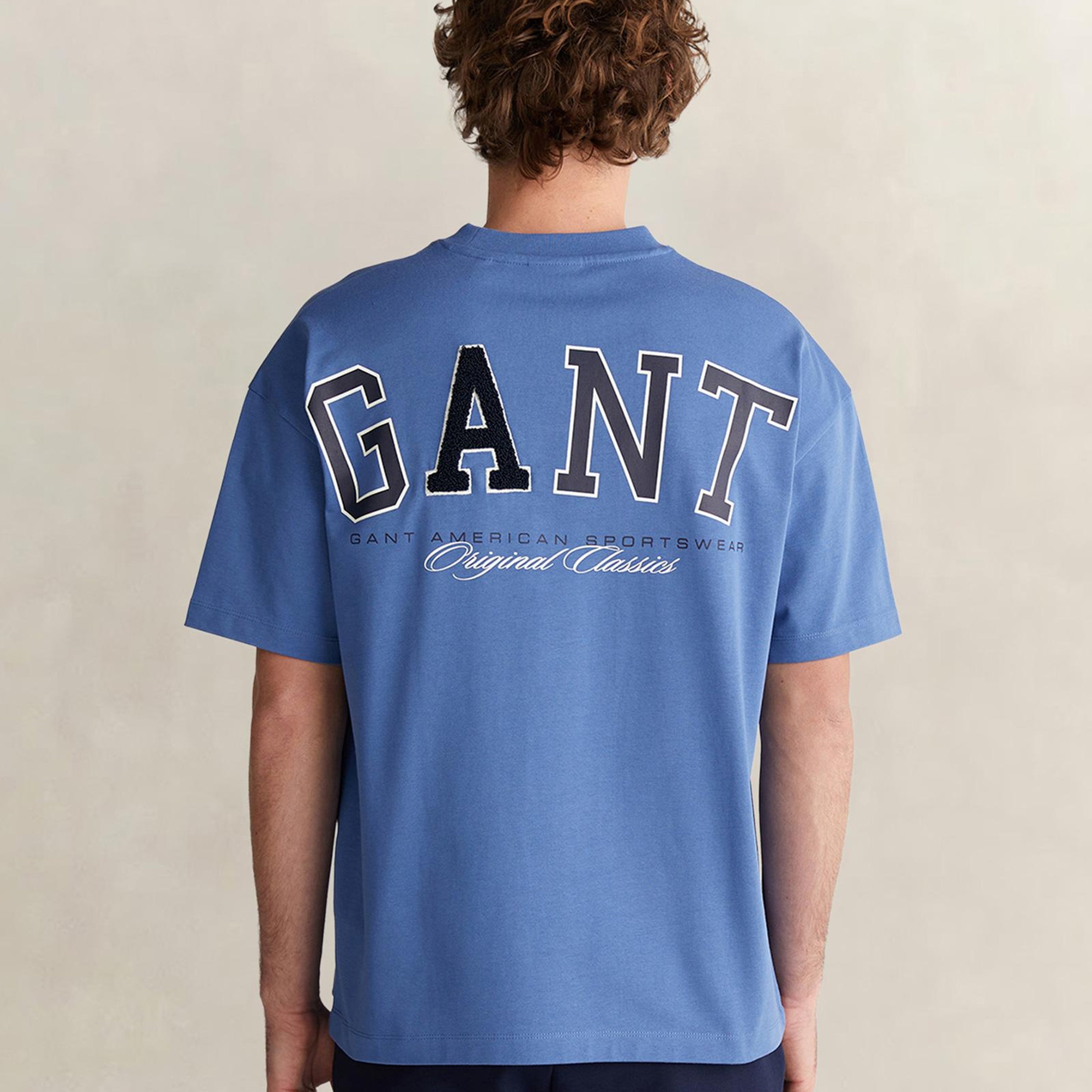 GANT Erkek Mavi Kısa Kollu T-Shirt