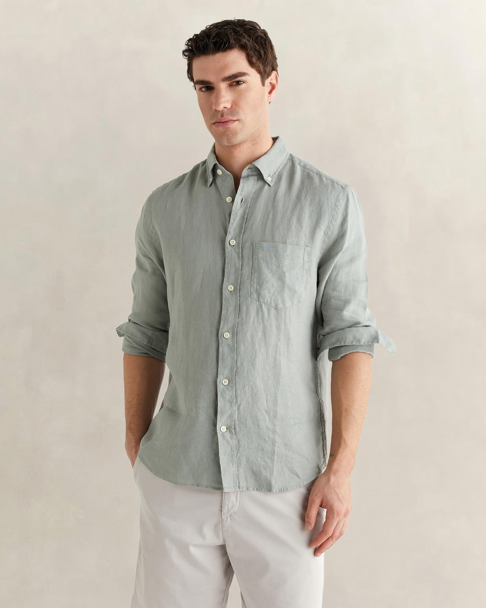 GANT Erkek Yeşil Regular Fit Gömlek