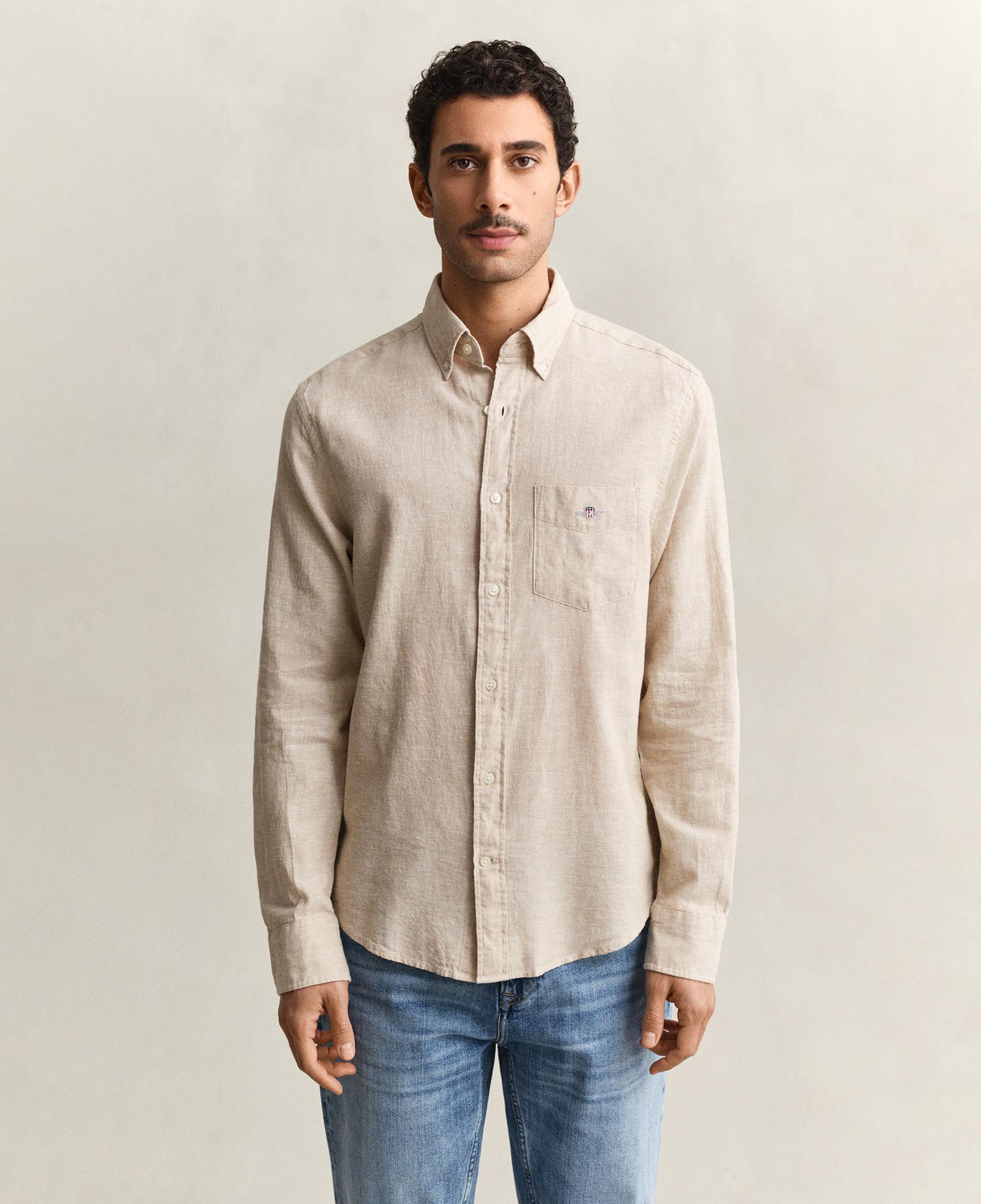 GANT Erkek Bej Regular Fit Logolu Gömlek