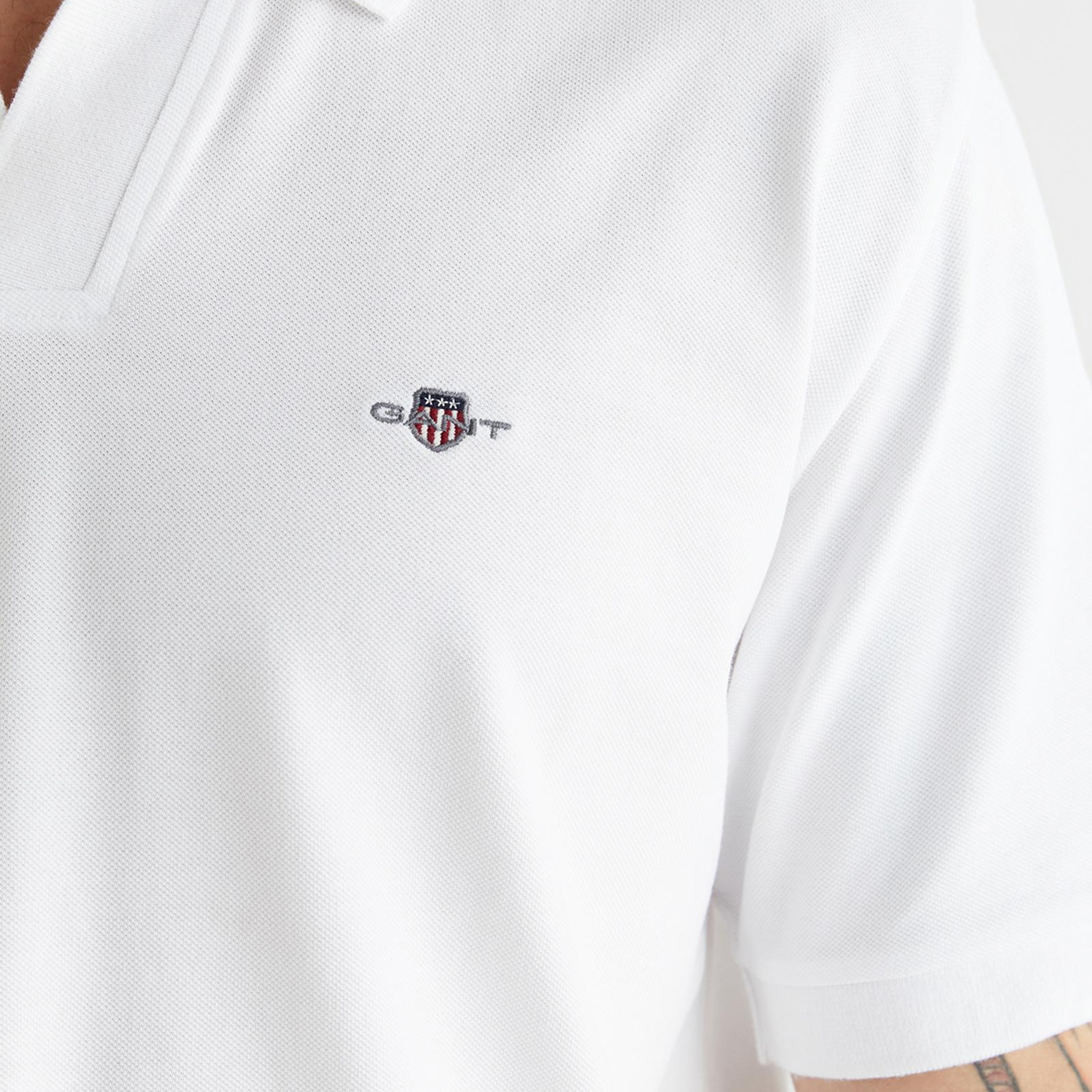 GANT Erkek Beyaz Regular Fit Logolu Polo Yaka T-Shirt