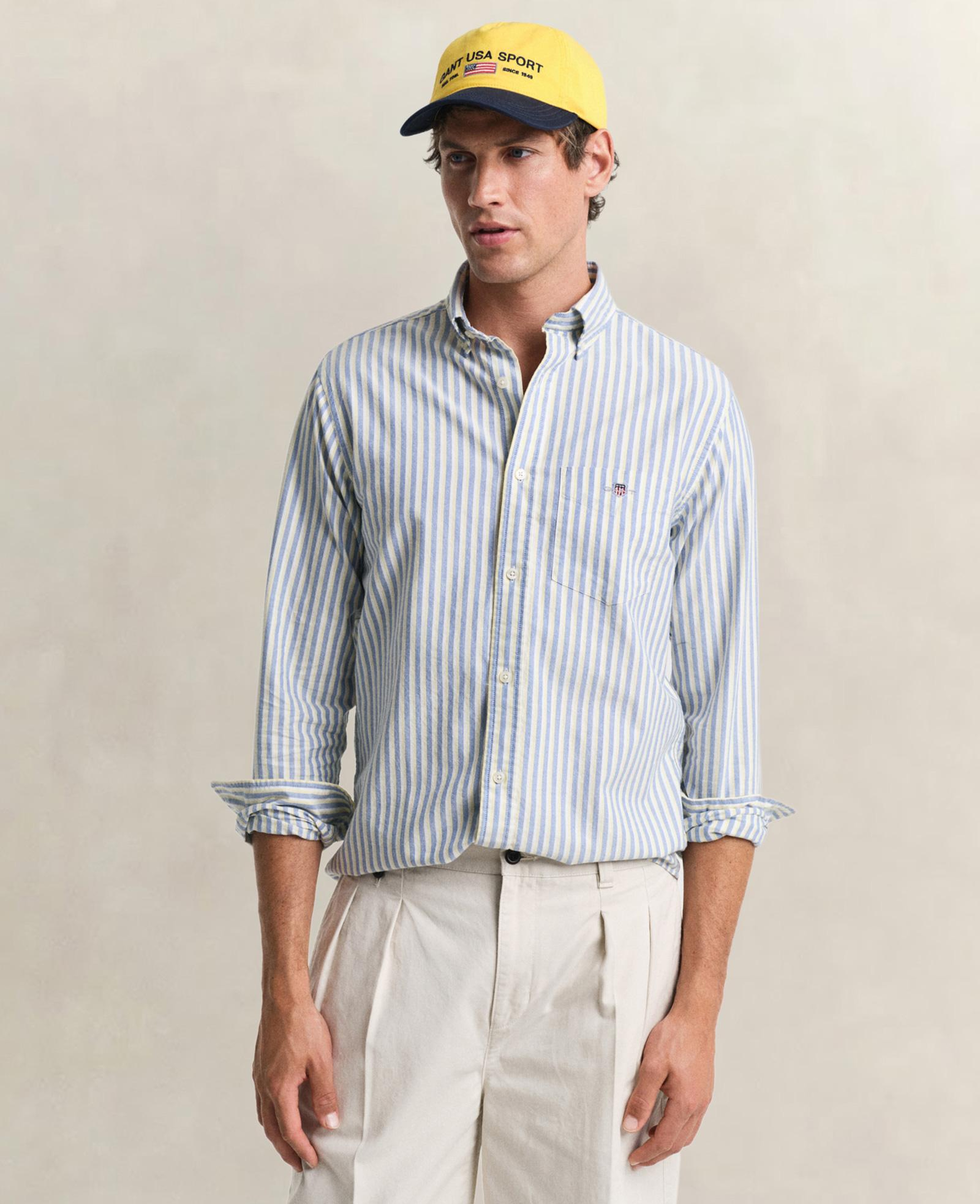 GANT Erkek Mavi Regular Fit Çizgili Logolu Gömlek
