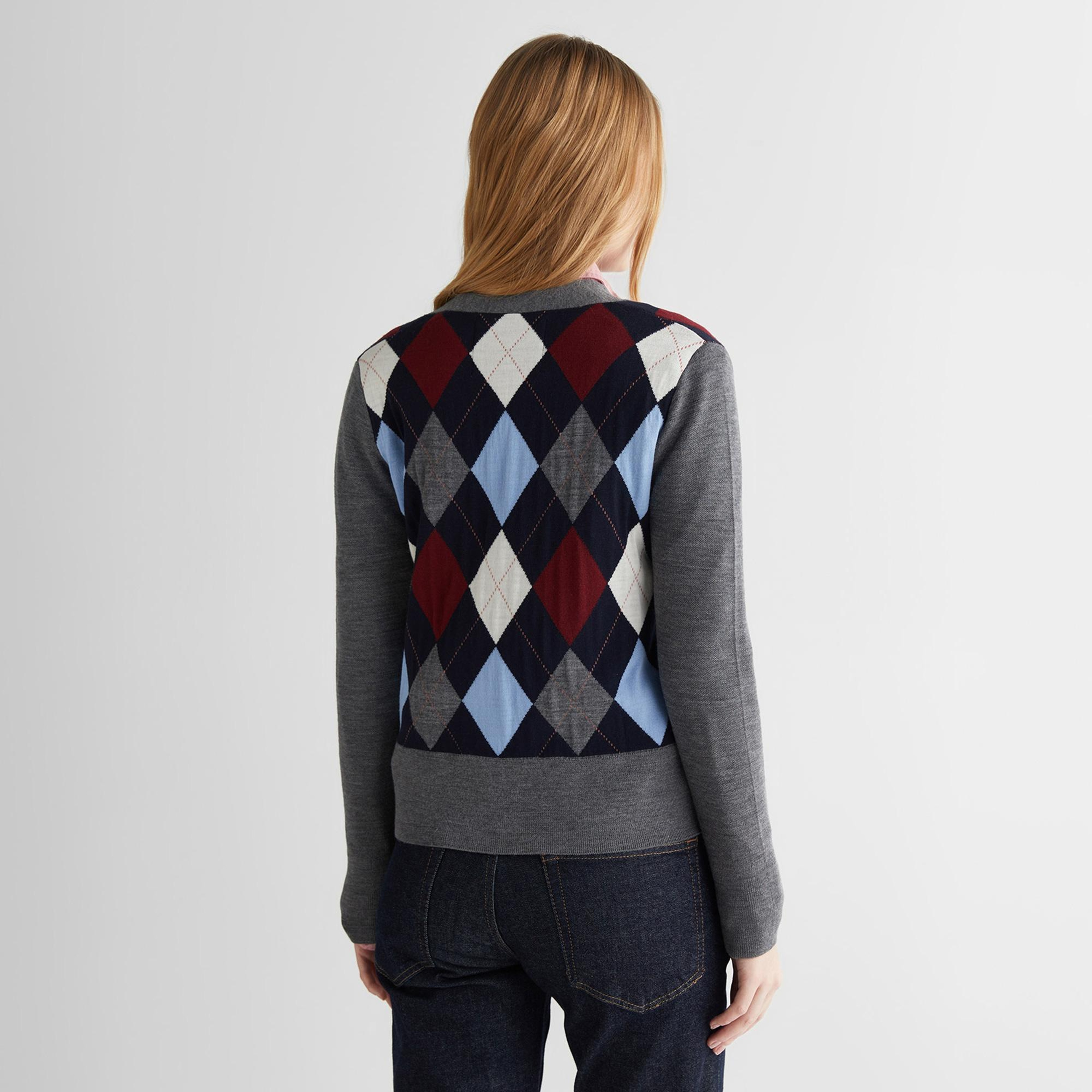 GANT Kadın Gri Regular Fit V Yaka Triko
