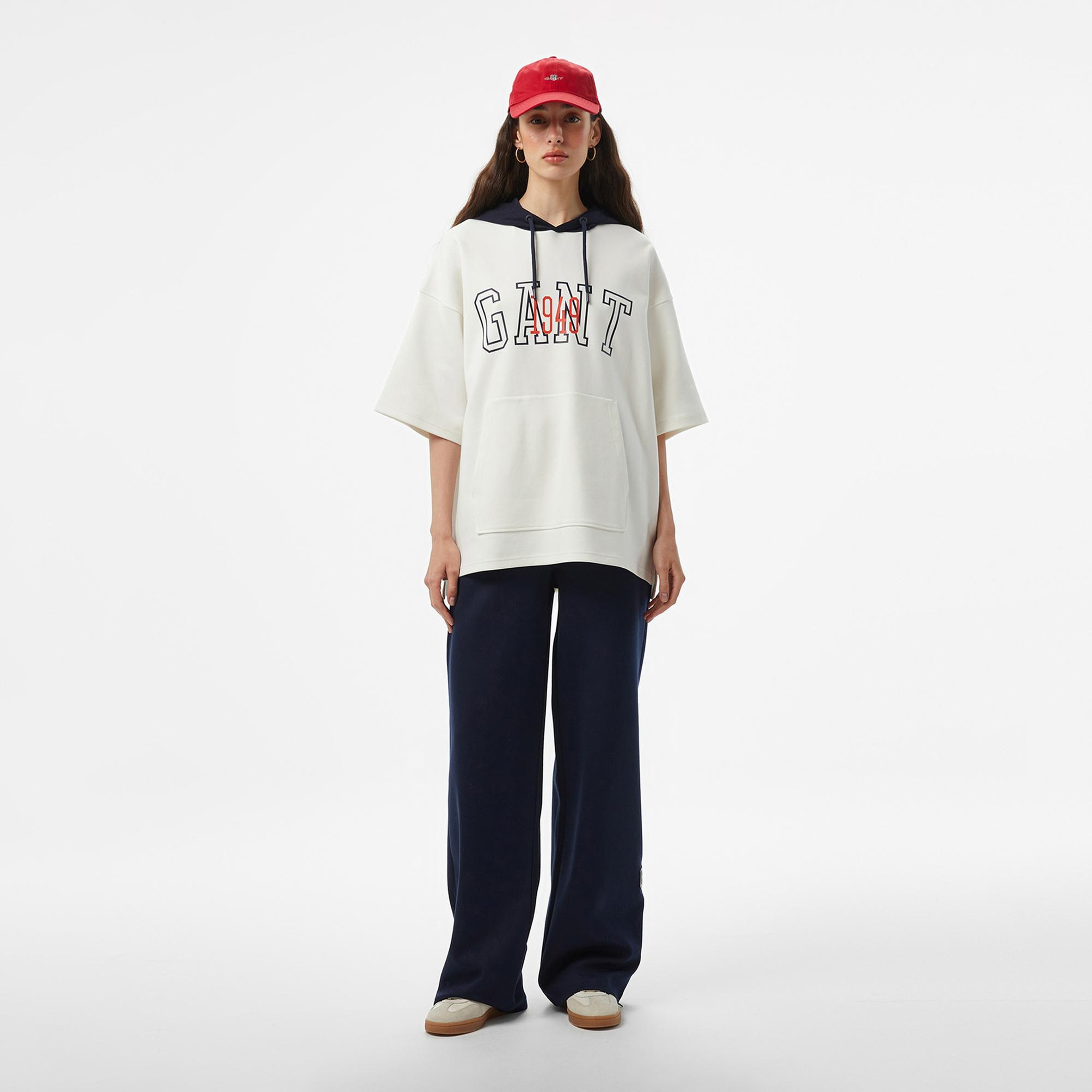 GANT Erkek Beyaz Kapüşonlu T-Shirt