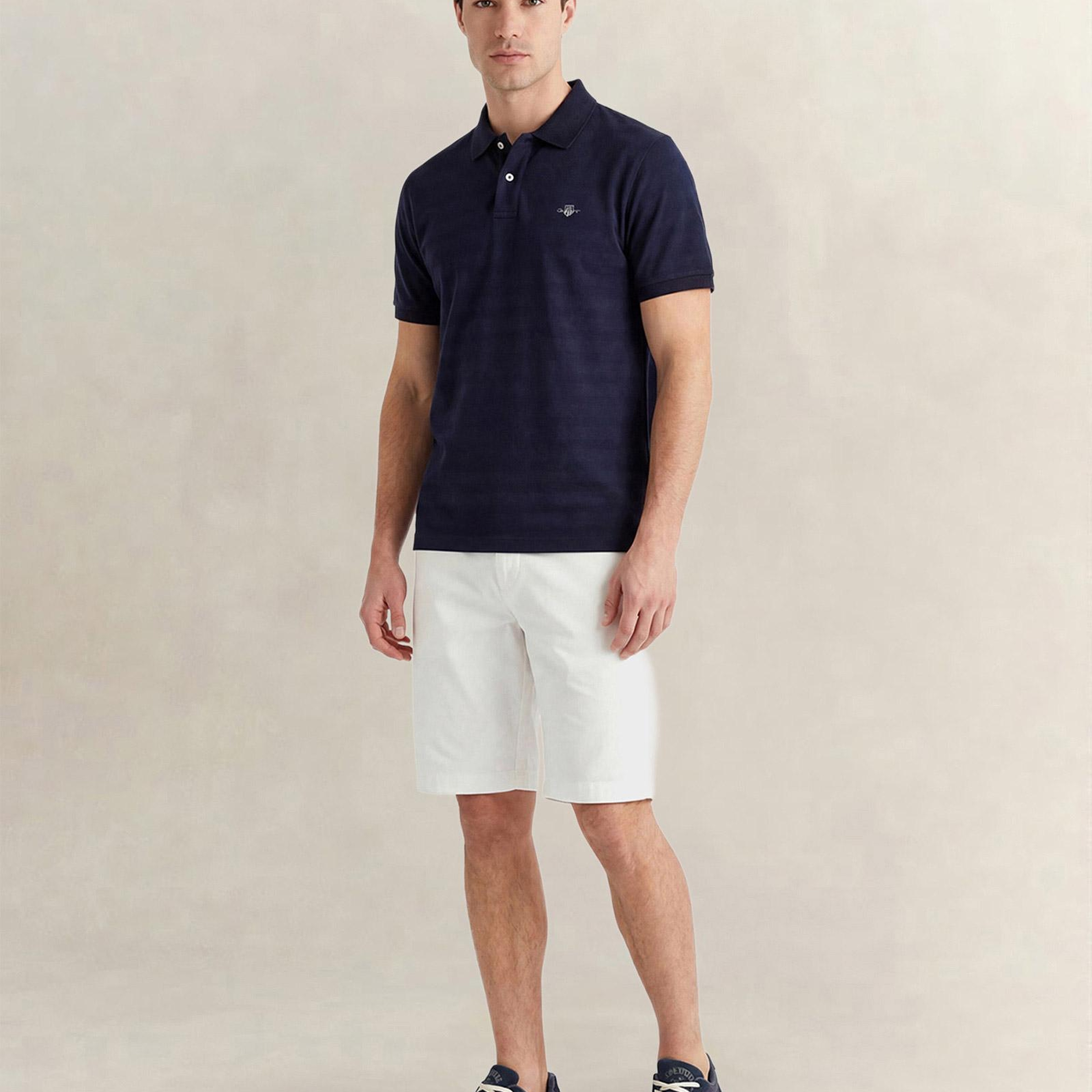 GANT Erkek Lacivert Regular Fit Polo Yaka T-Shirt