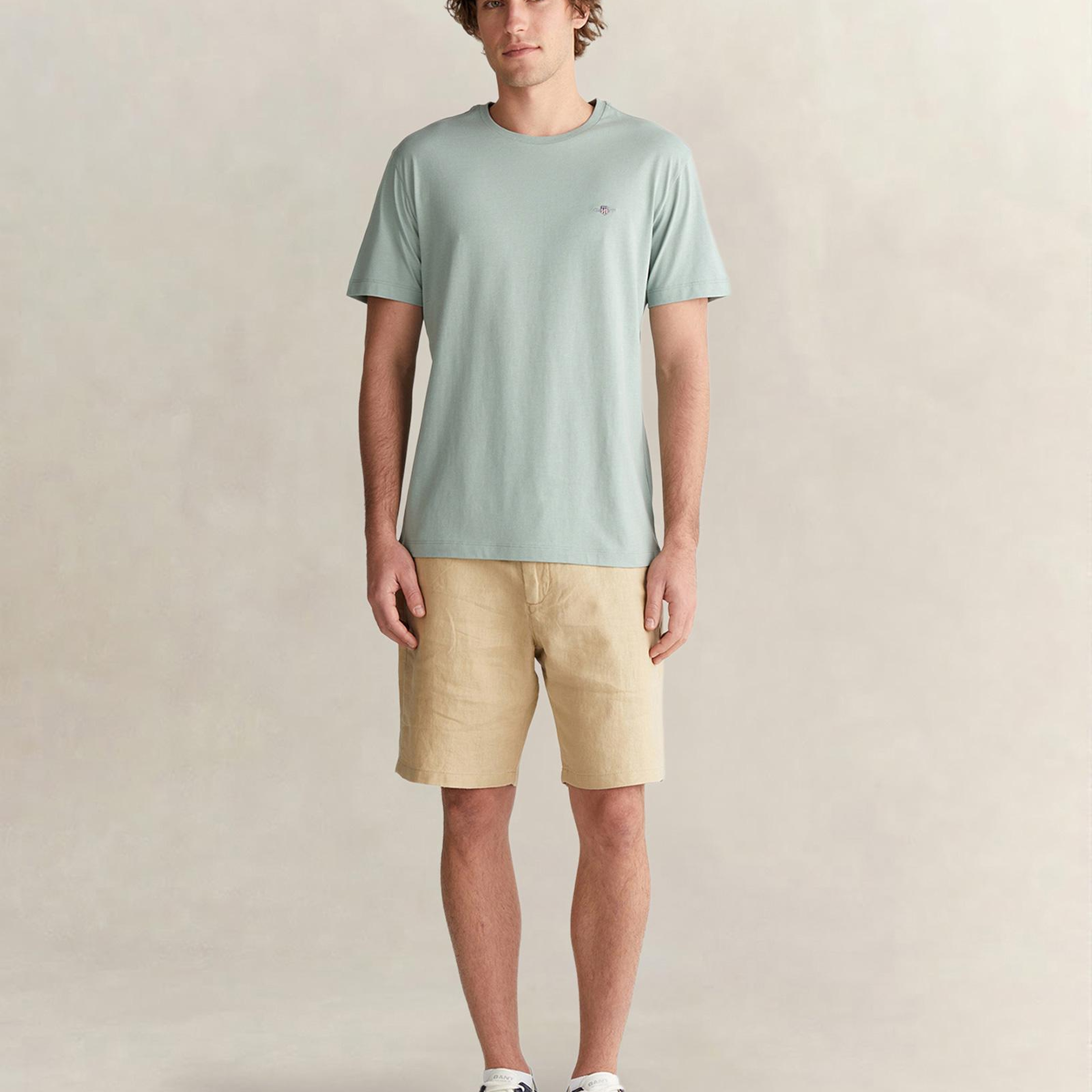 GANT Erkek Yeşil Bisiklet Yaka Regular Fit Logolu T-Shirt