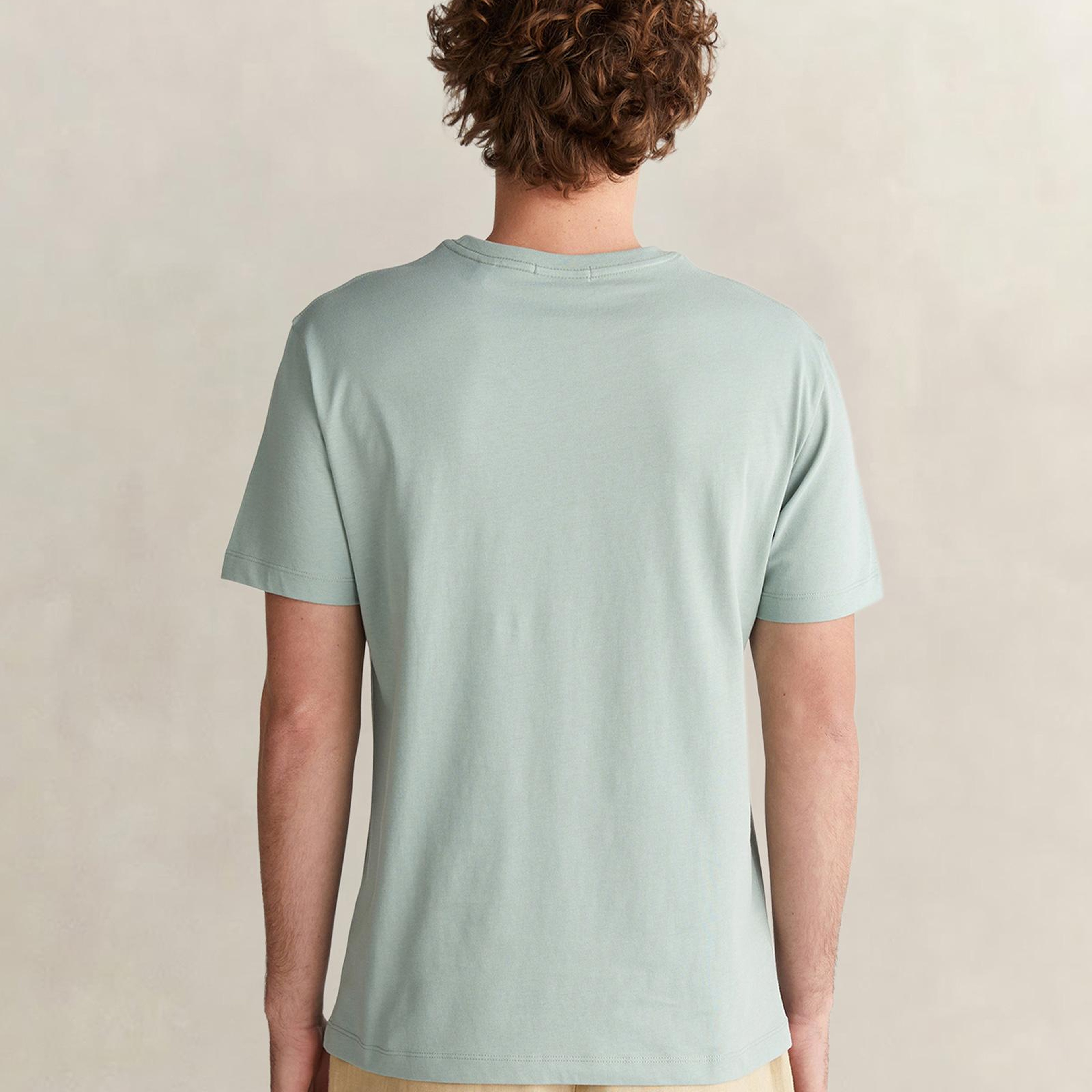 GANT Erkek Yeşil Bisiklet Yaka Regular Fit Logolu T-Shirt