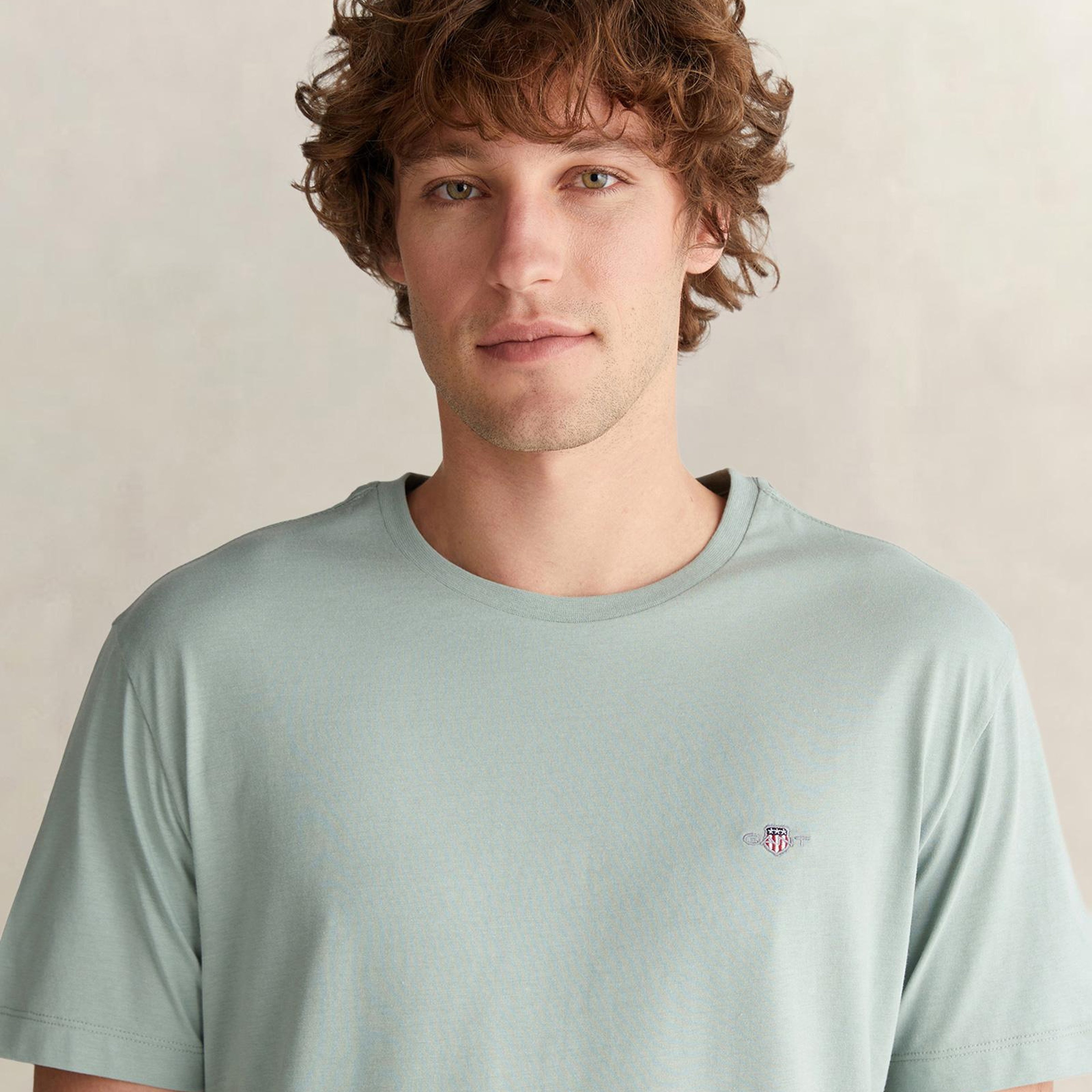 GANT Erkek Yeşil Bisiklet Yaka Regular Fit Logolu T-Shirt