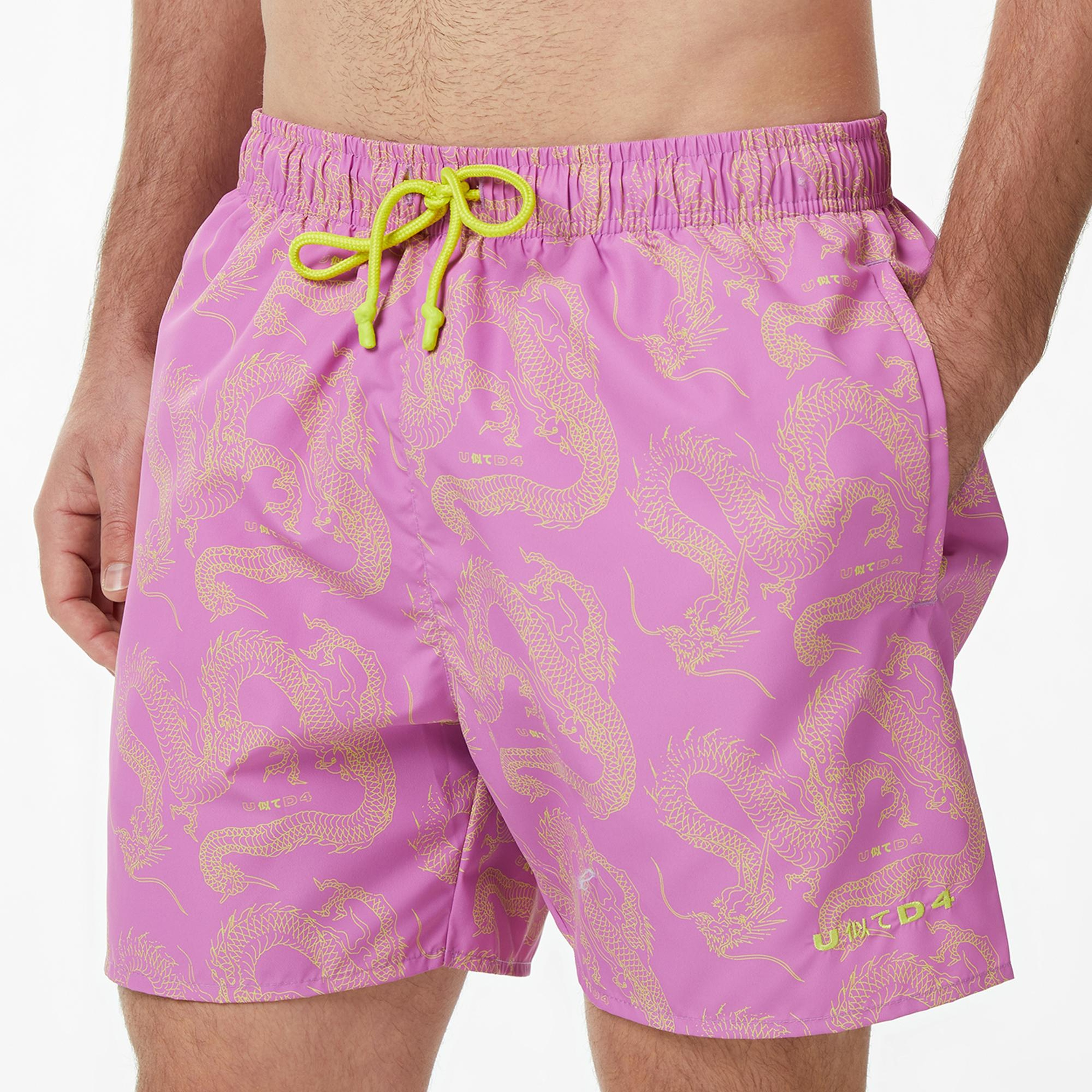 UNITED4 Comfort Fit Erkek Pembe Deniz Şortu